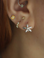 Petal flowers 925 silver hoop earrings