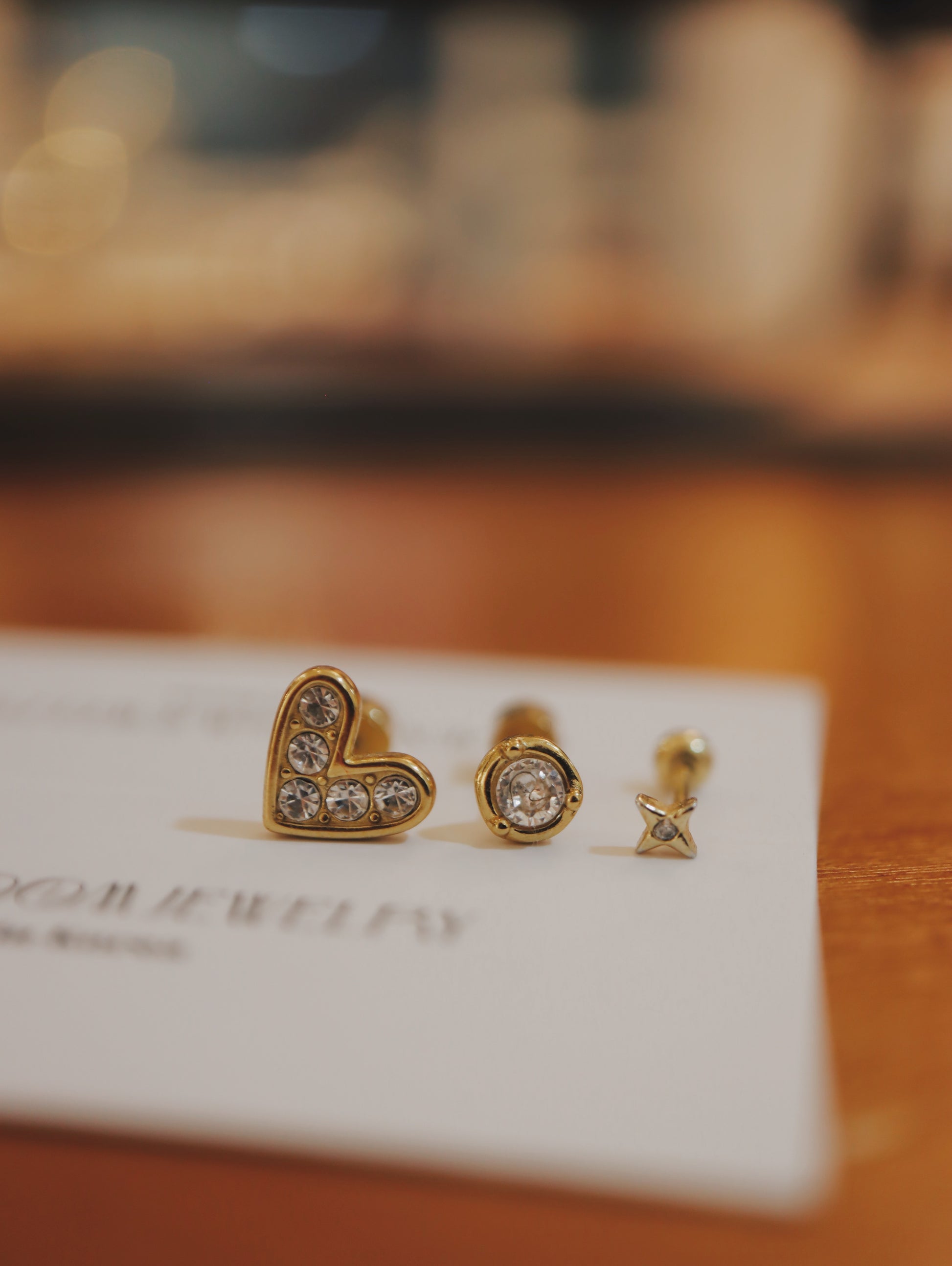 Sparkling heart stainless steel earrings