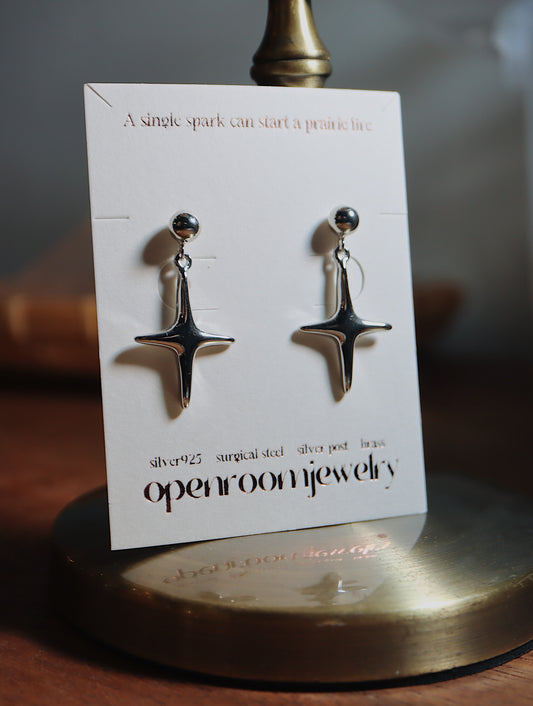 Drop star brass earrings