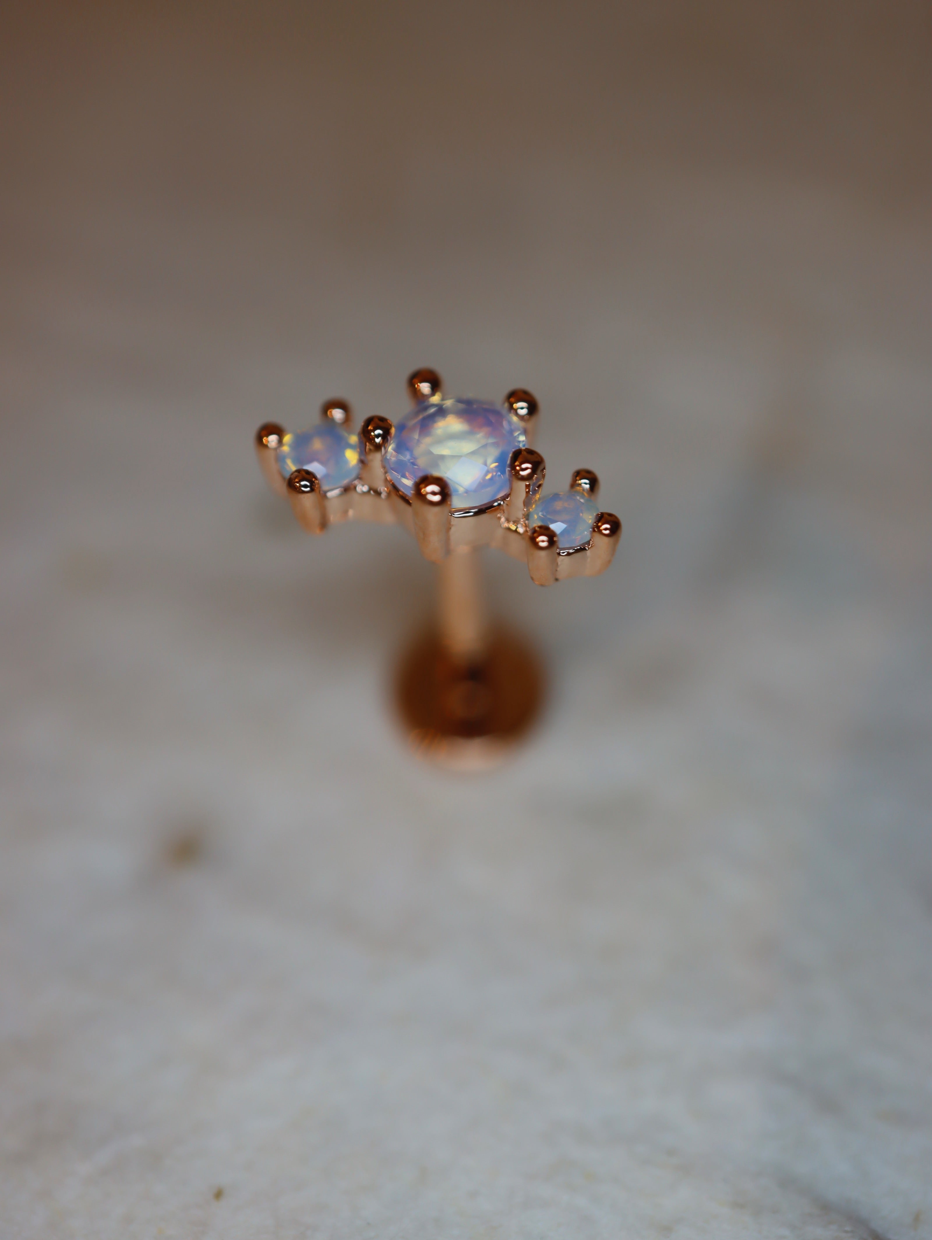 Triple CZ 925 silver 925 flat back piercing (1pc)