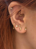 Heart cz 925 silver stud piercing earring (1pc)
