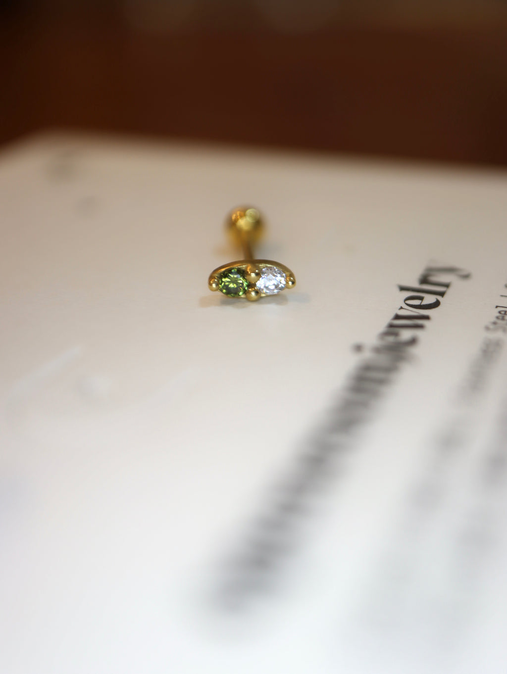 Double cz 925 silver piercing earring (1pc)