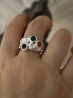 Chunky colour faux stone brass ring