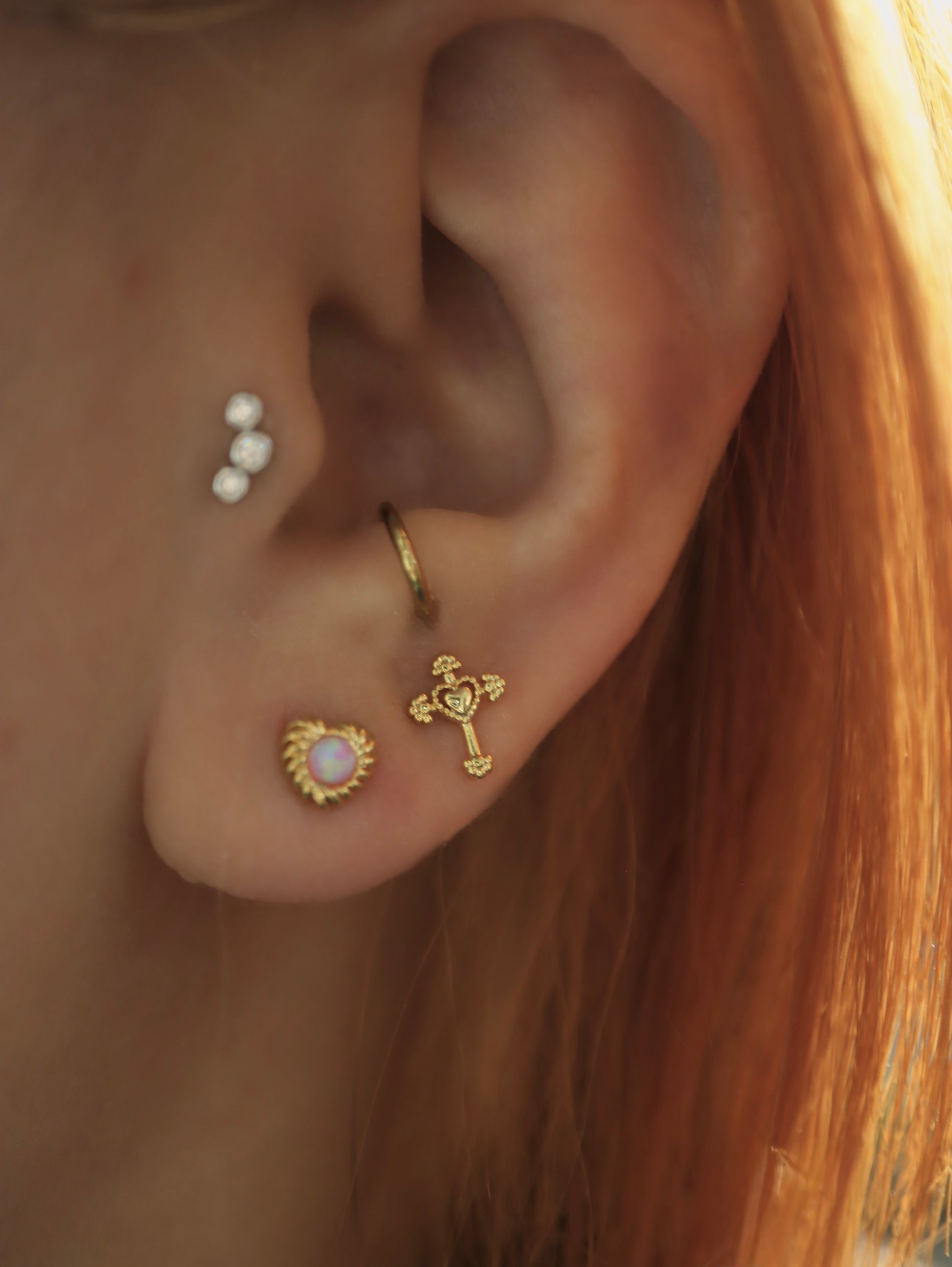 Cross heart surgical steel 316L piercing