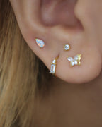 Opal drop 925 silver flat back piercing (1pc)