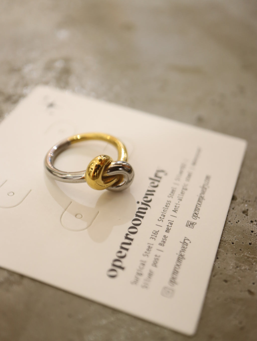 Mix tone knot stainless steel ring