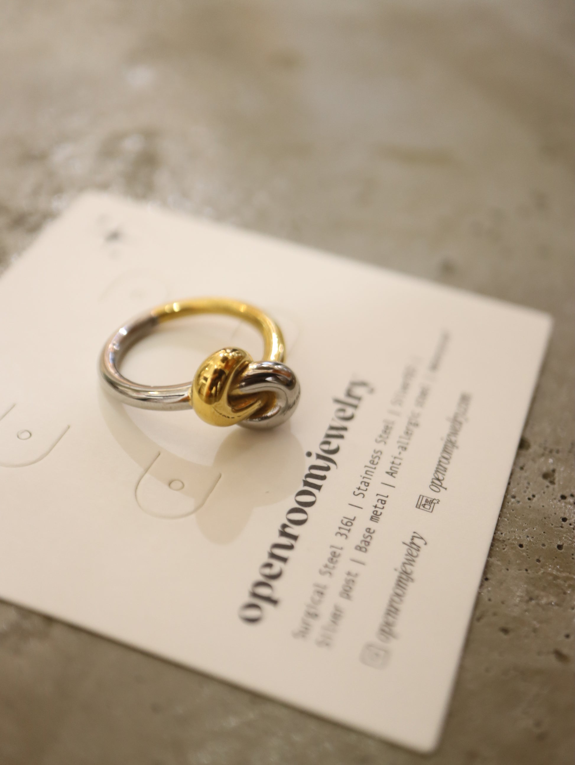 Mix tone knot stainless steel ring