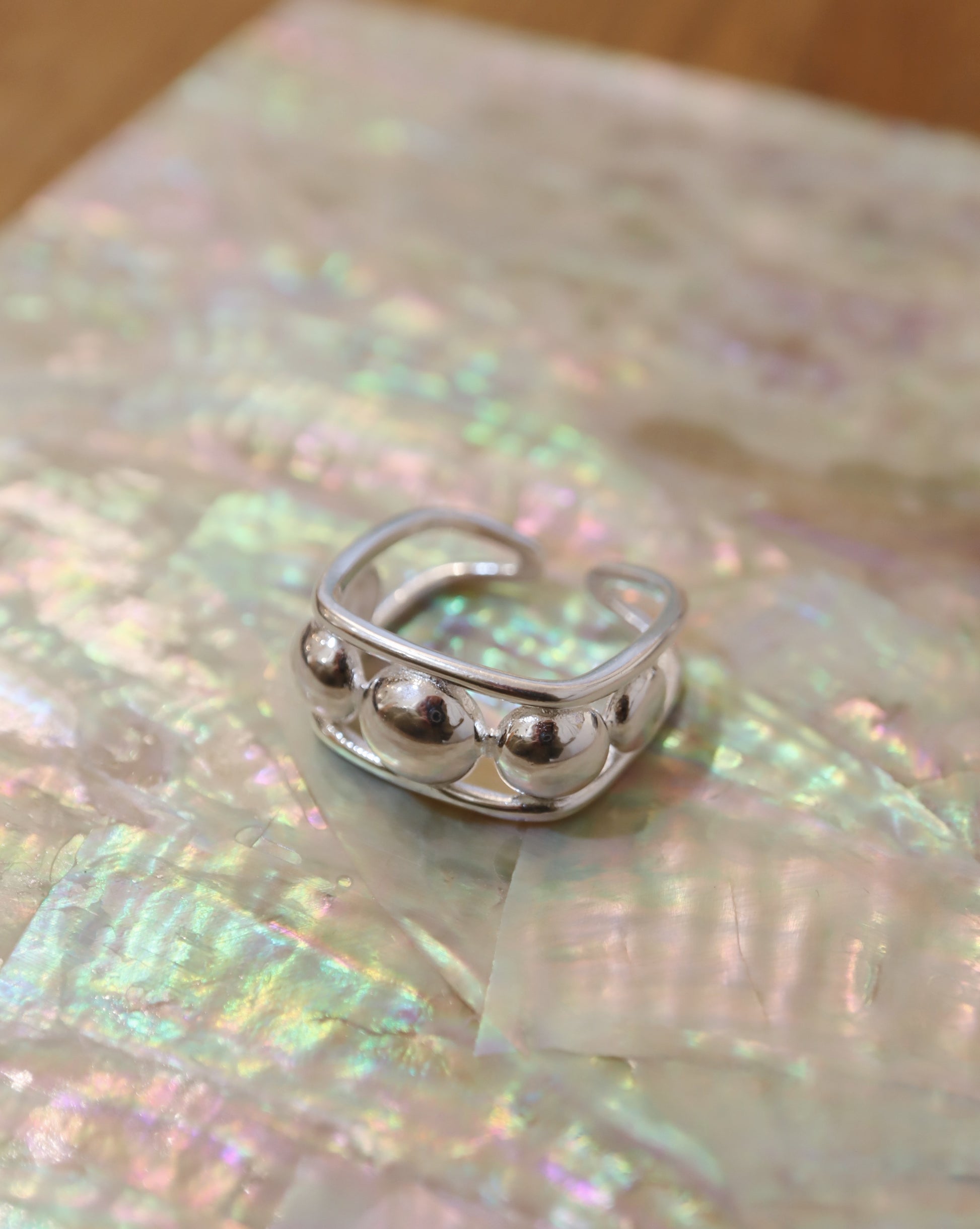 Open size 925 silver ball ring