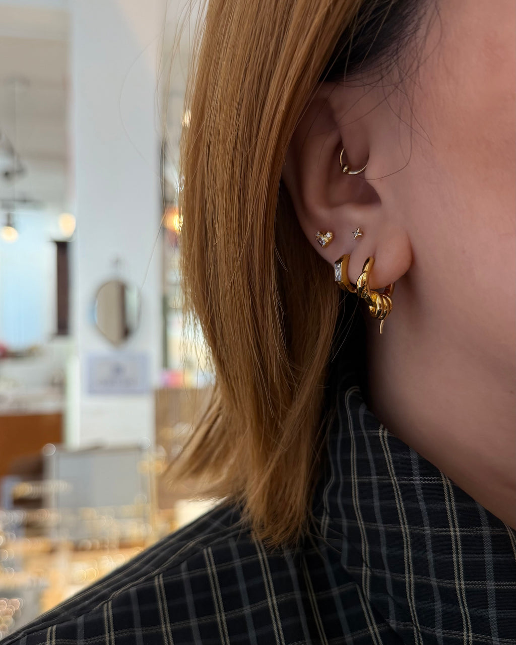 Cz stainless steel huggie hoop earrings