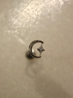 Titanium G23 crescent sparkle flat back earring (1pc)