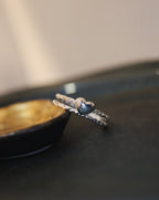 Heart double band 925 silver pinky ring