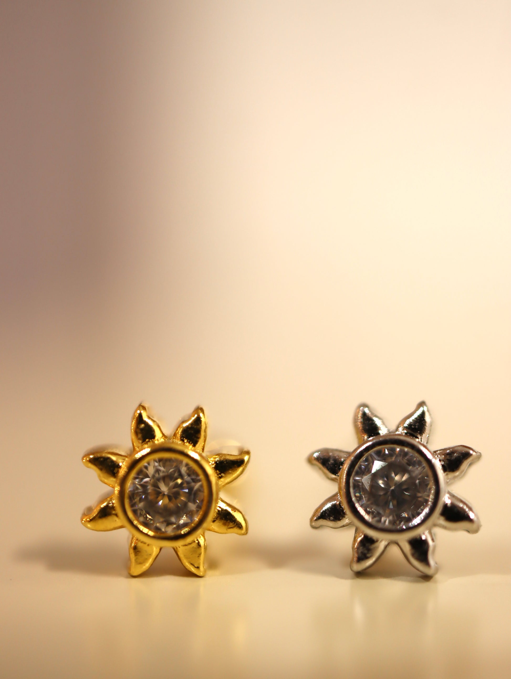 Sun cz stud s925 piercing earring