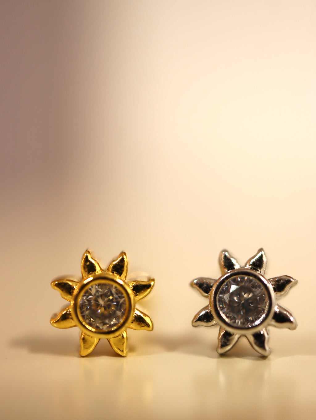 Sun cz stud s925 piercing