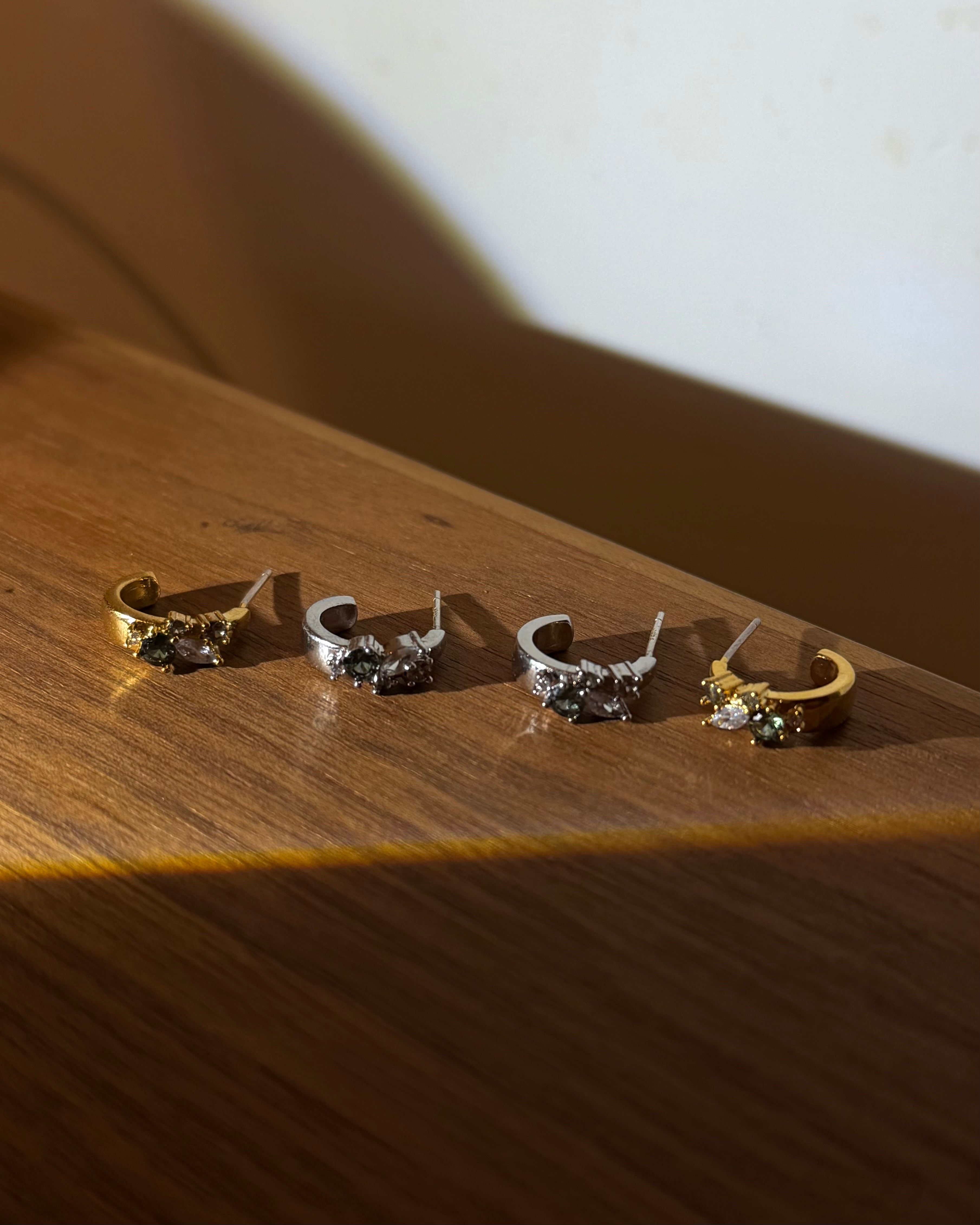 Cz hoop brass earrings