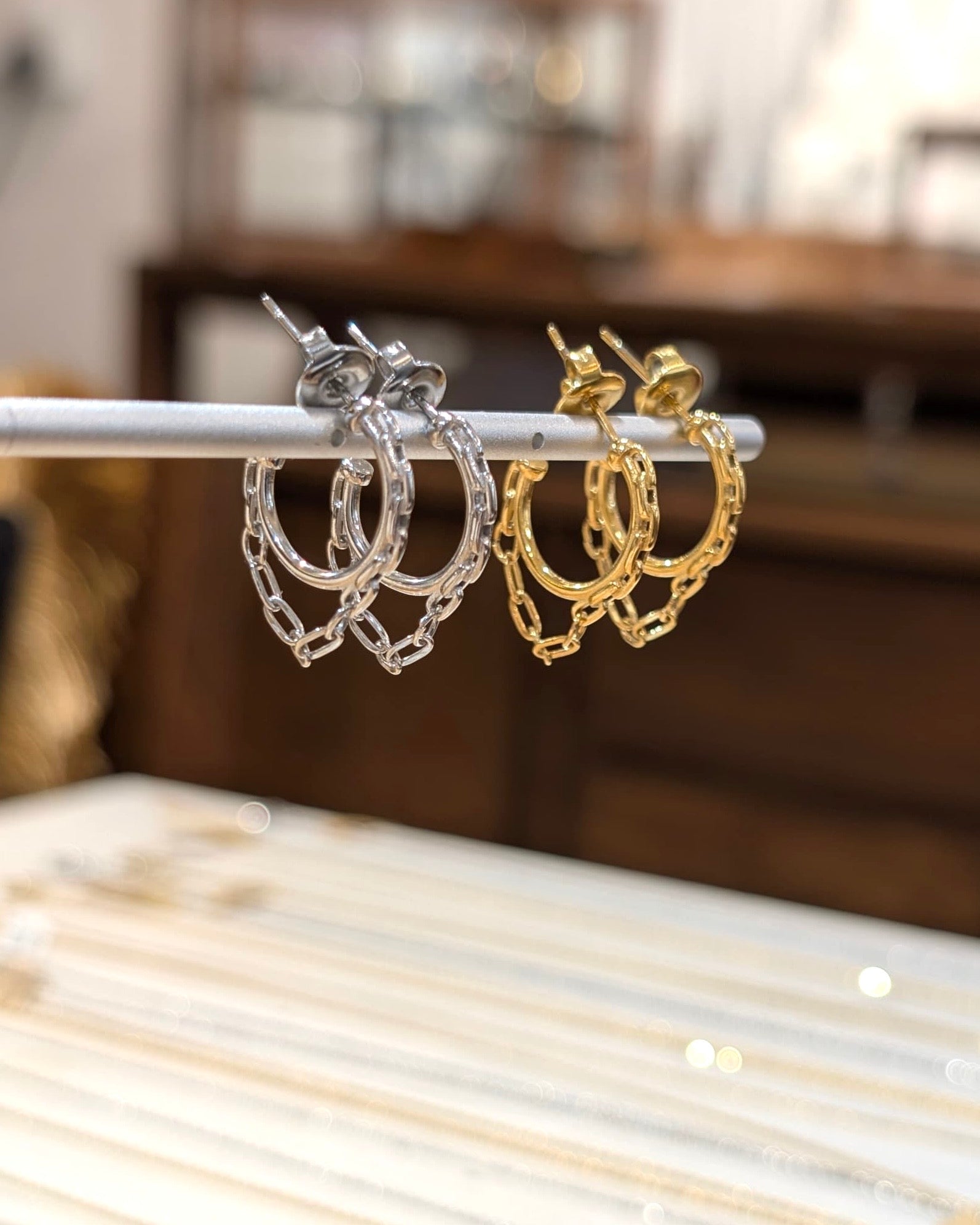 Stainlesss steel chain link earrings