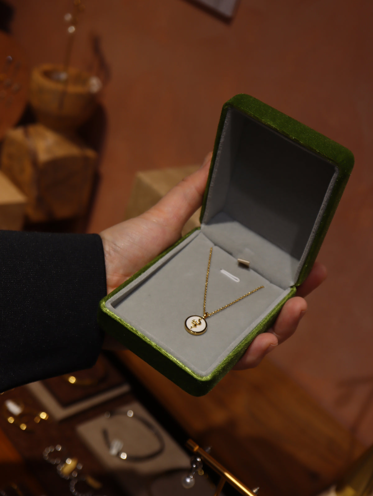 Green Velvet Ring/Earring Gift Box