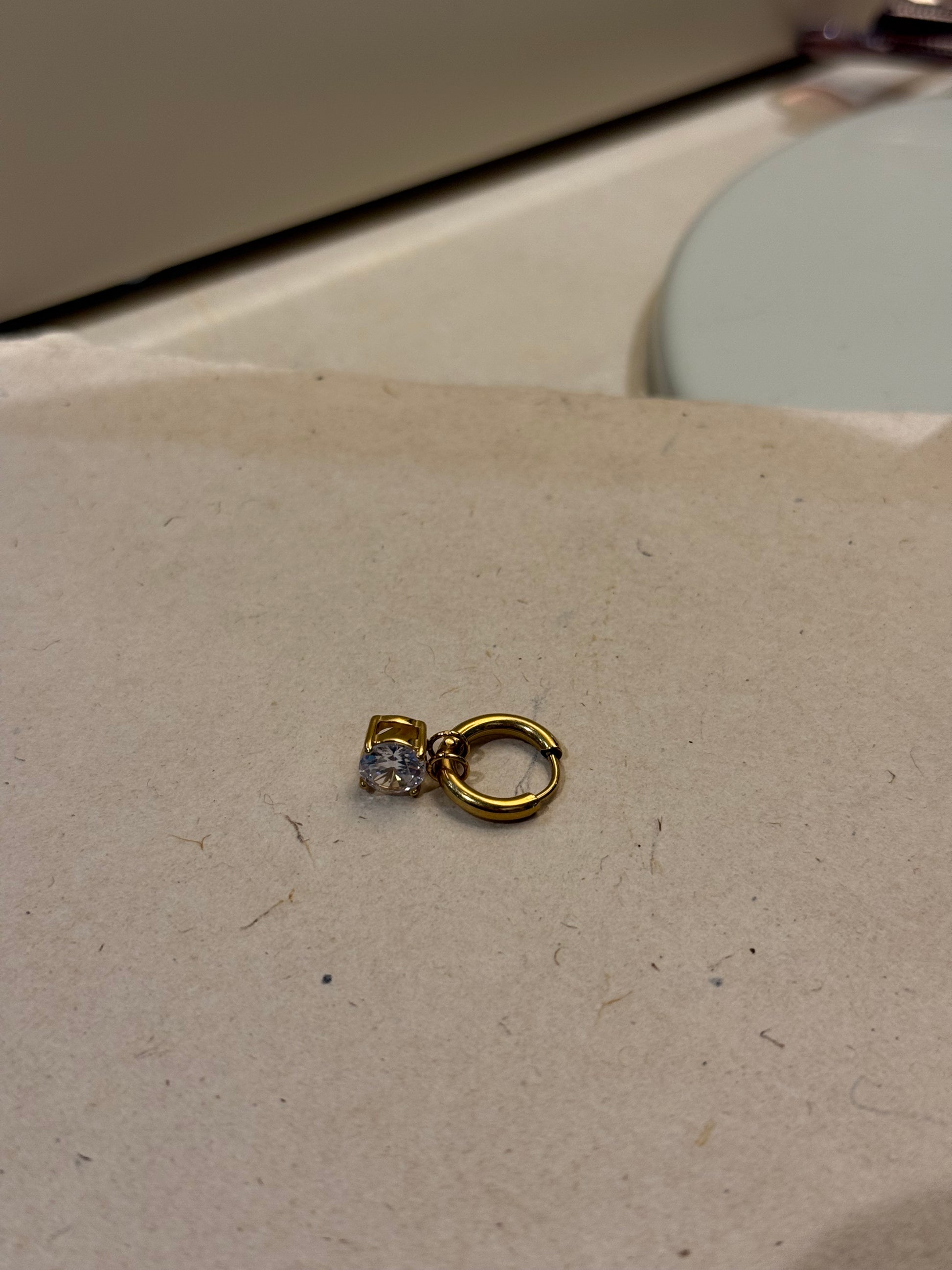 Stainless steel drop cz earrings