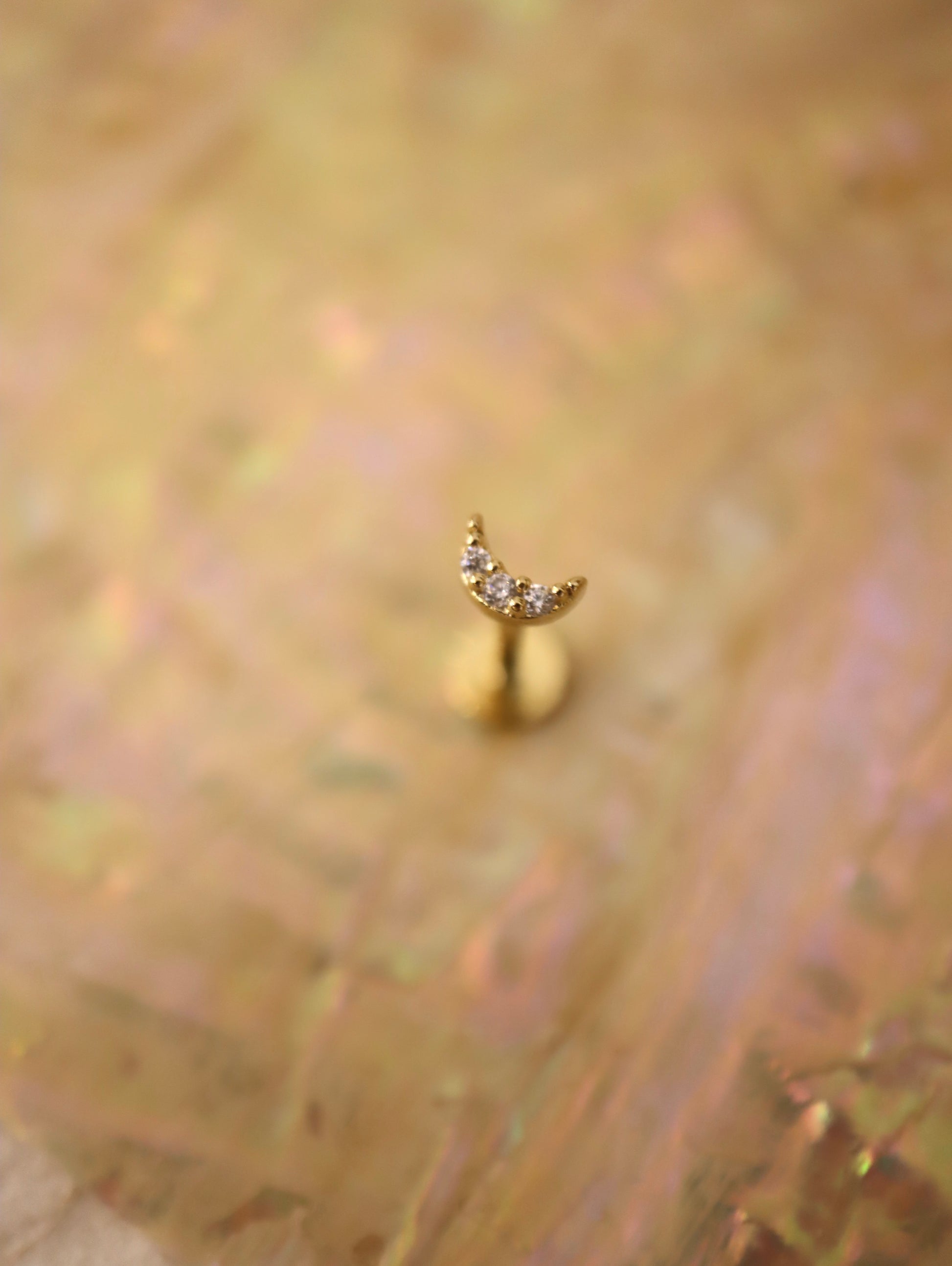 Mini crescent flat back 925 silver piercing