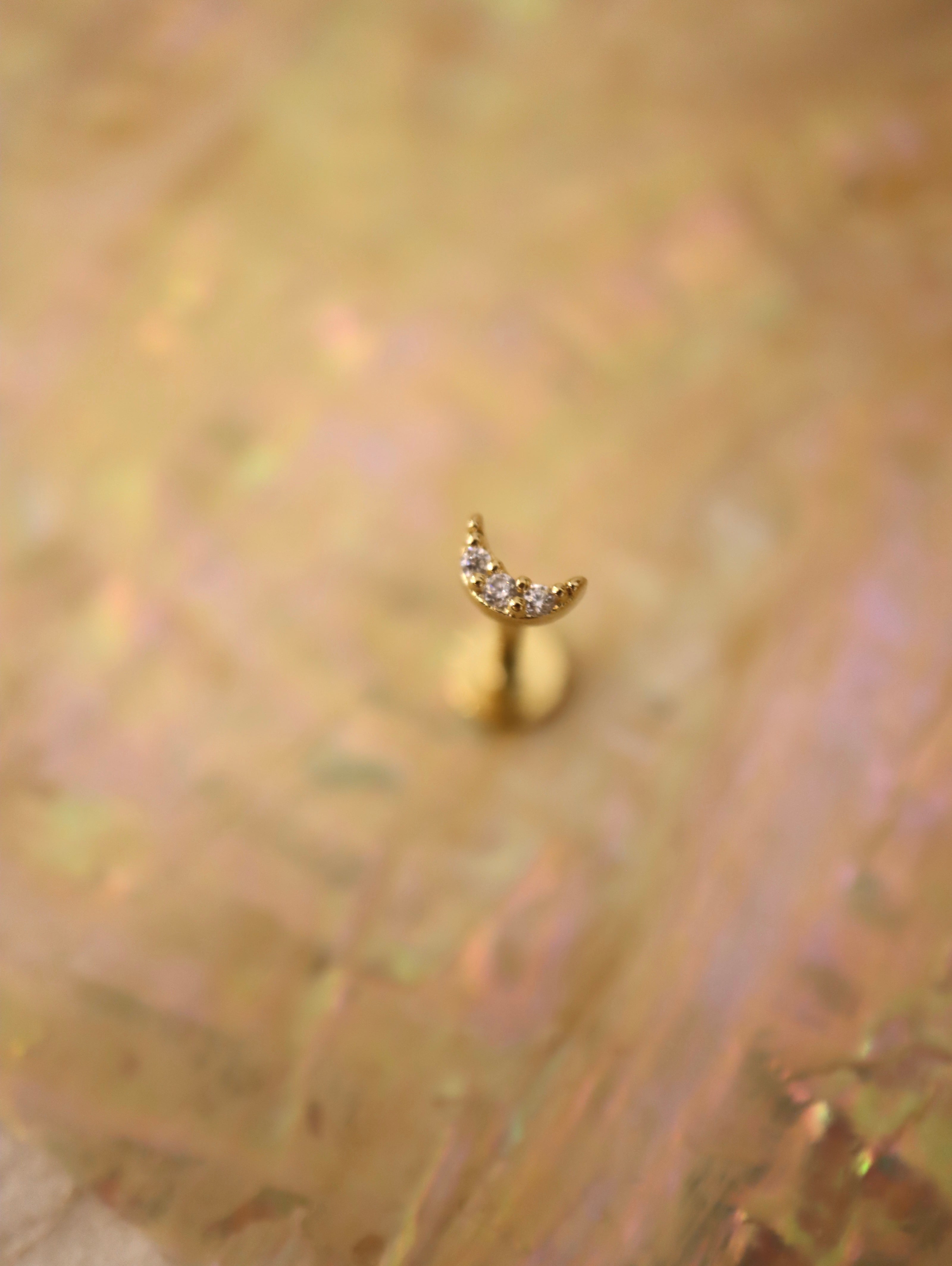 Mini crescent flat back 925 silver piercing