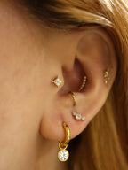 Quadrant Stud CZ Surgical Steel Earring Piercing (1pc)