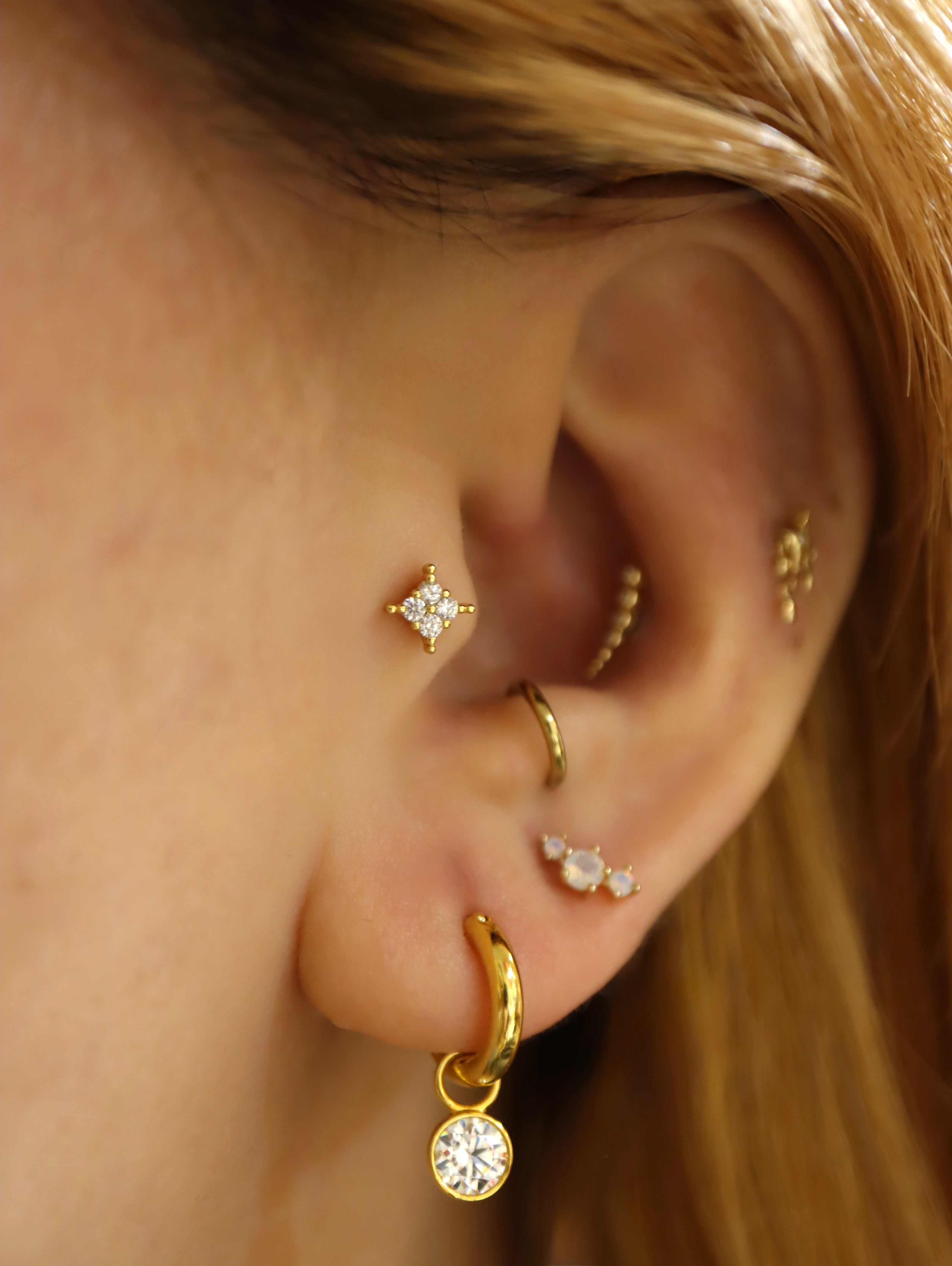 Quadrant Stud CZ Surgical Steel Earring Piercing (1pc)
