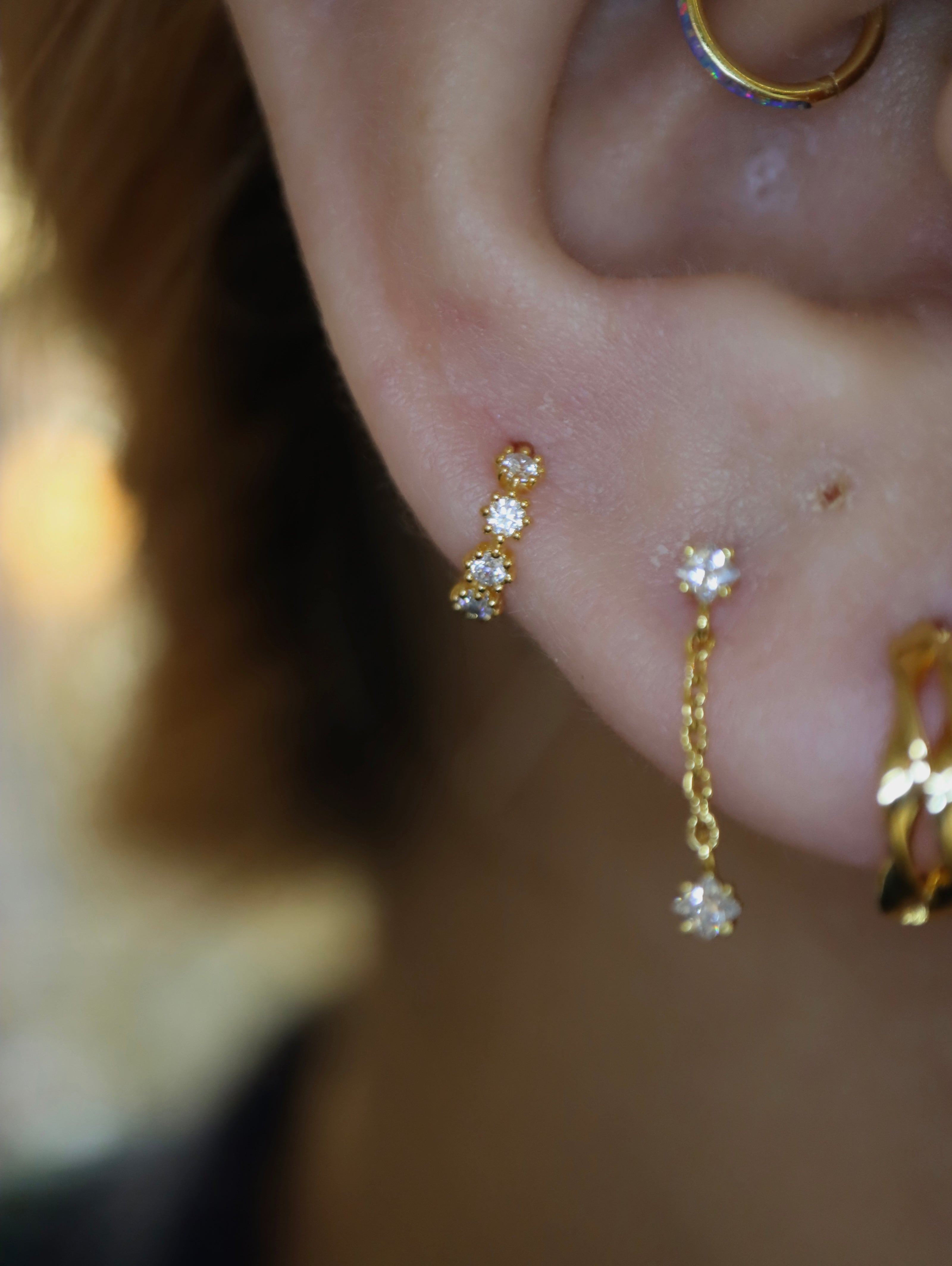 Septet CZ 925 Silver Hoop Earrings