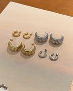 Ribbed Chunky Crescent Hoop Earrings