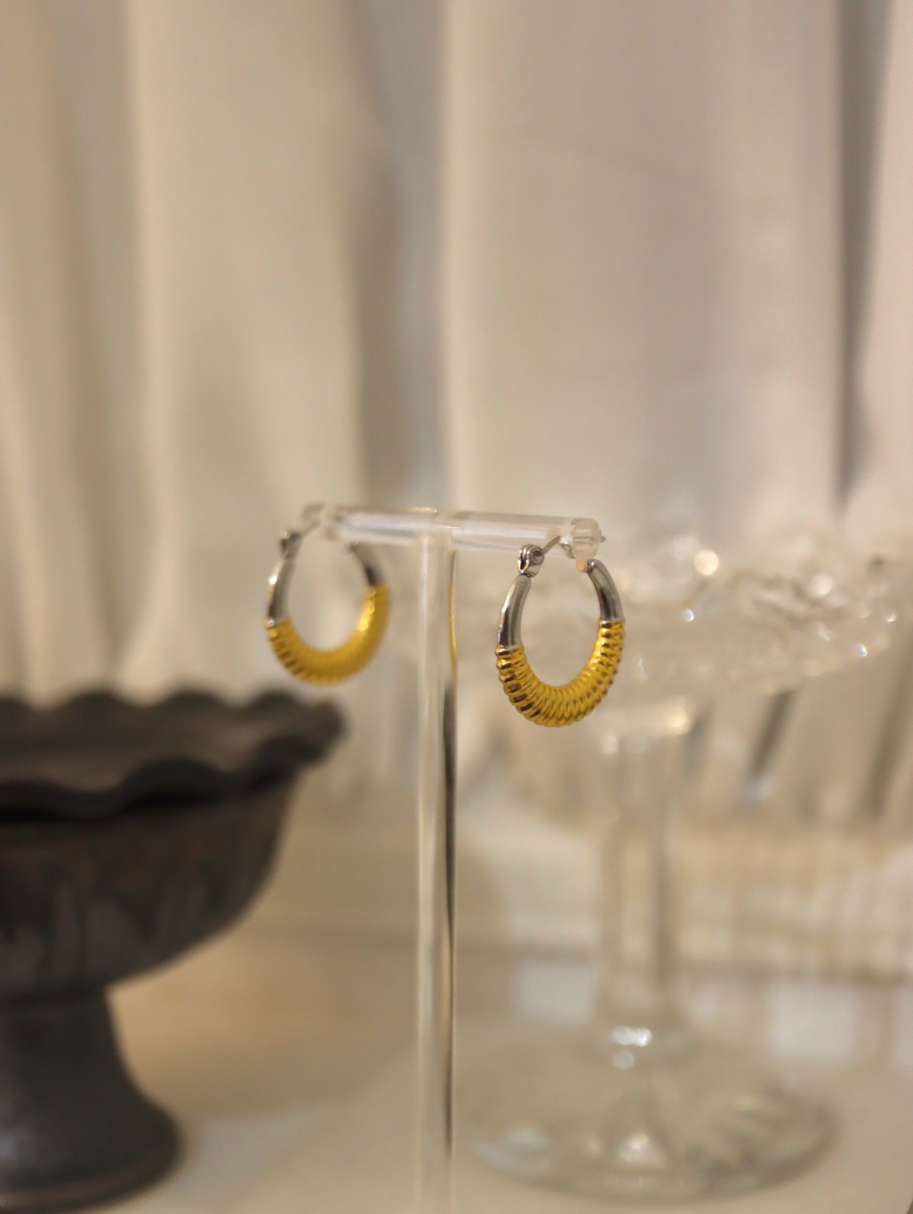Mix tone stainless steel earrings