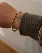 Golden beads & pearls stainless steel bracelet