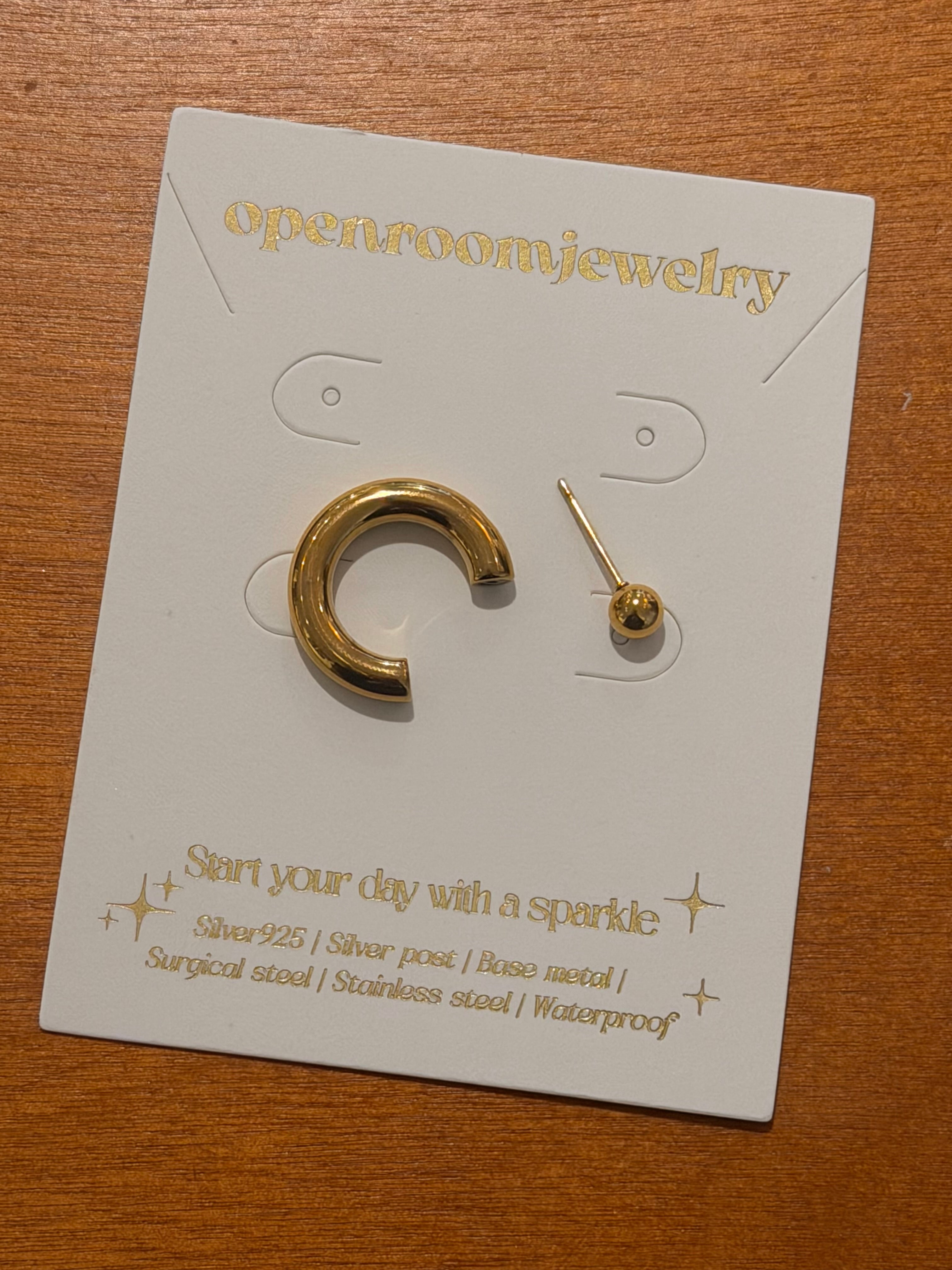 Front-Ball Orbit Hoops Stainless Steel Earrings