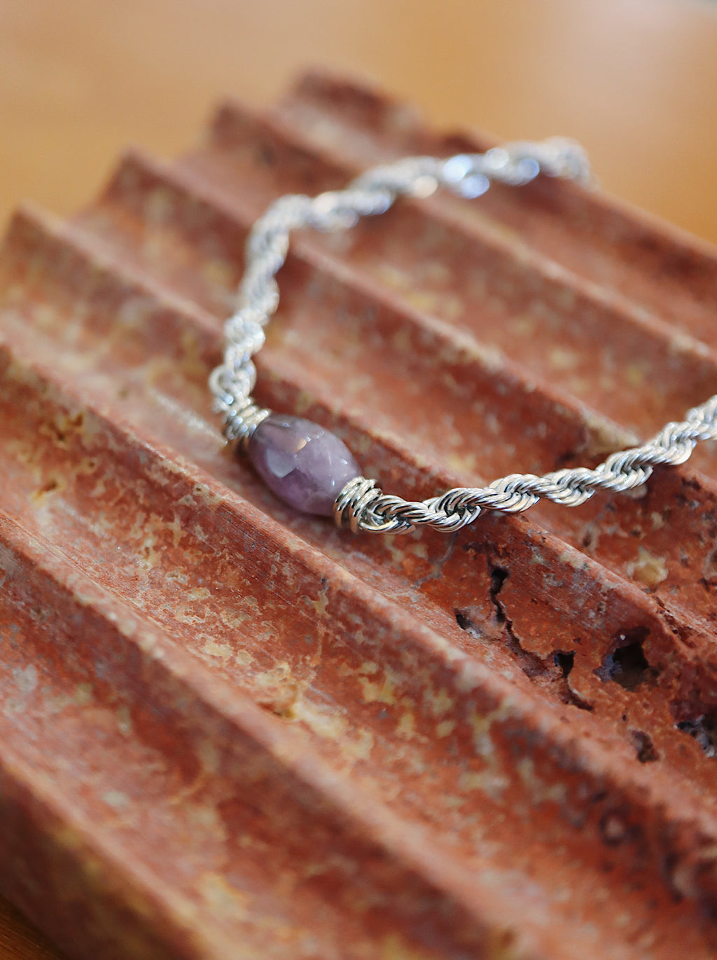 Amethyst Rope Chain Stainless Steel Bracelet