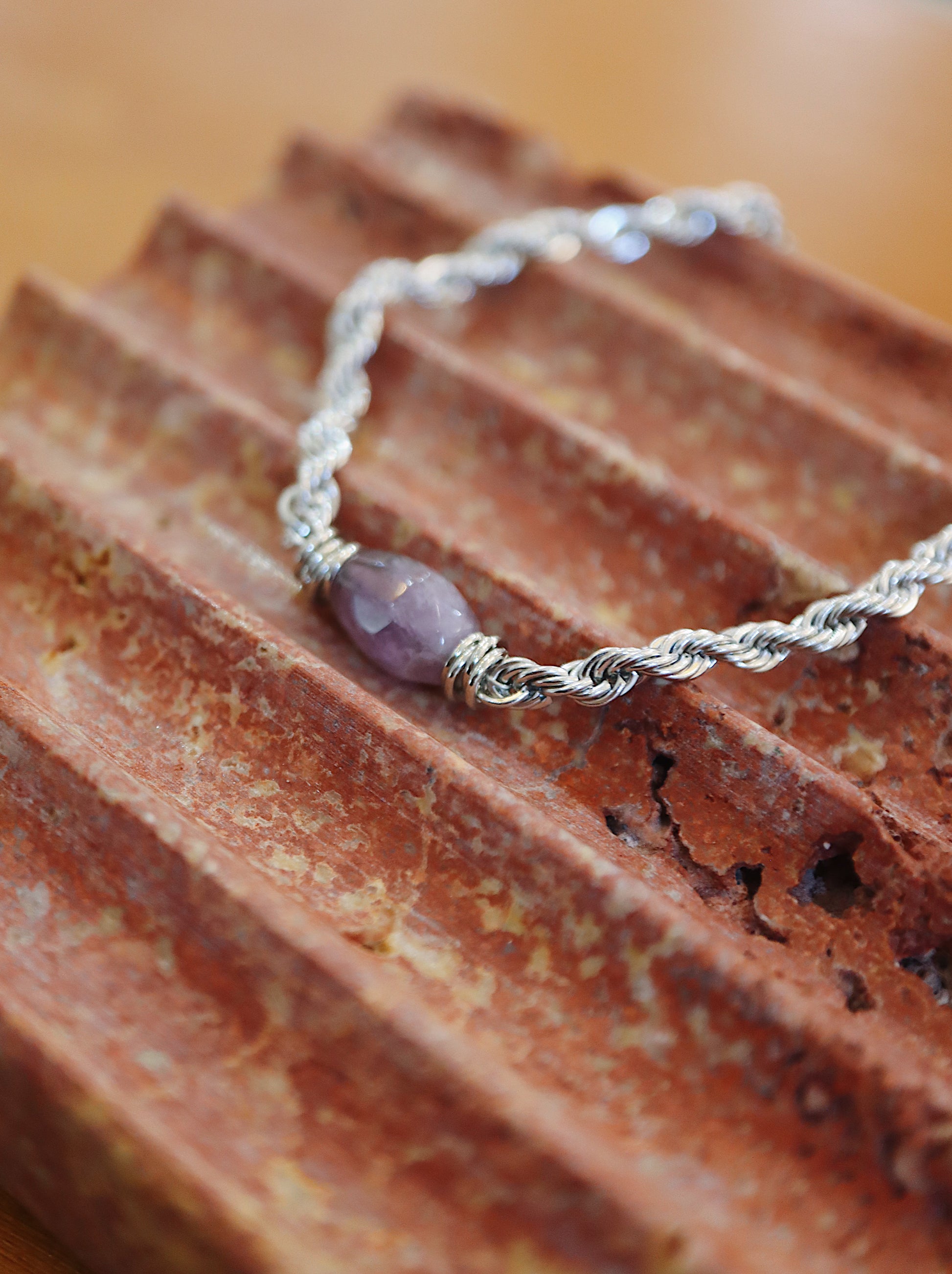 Amethyst Rope Chain Stainless Steel Bracelet