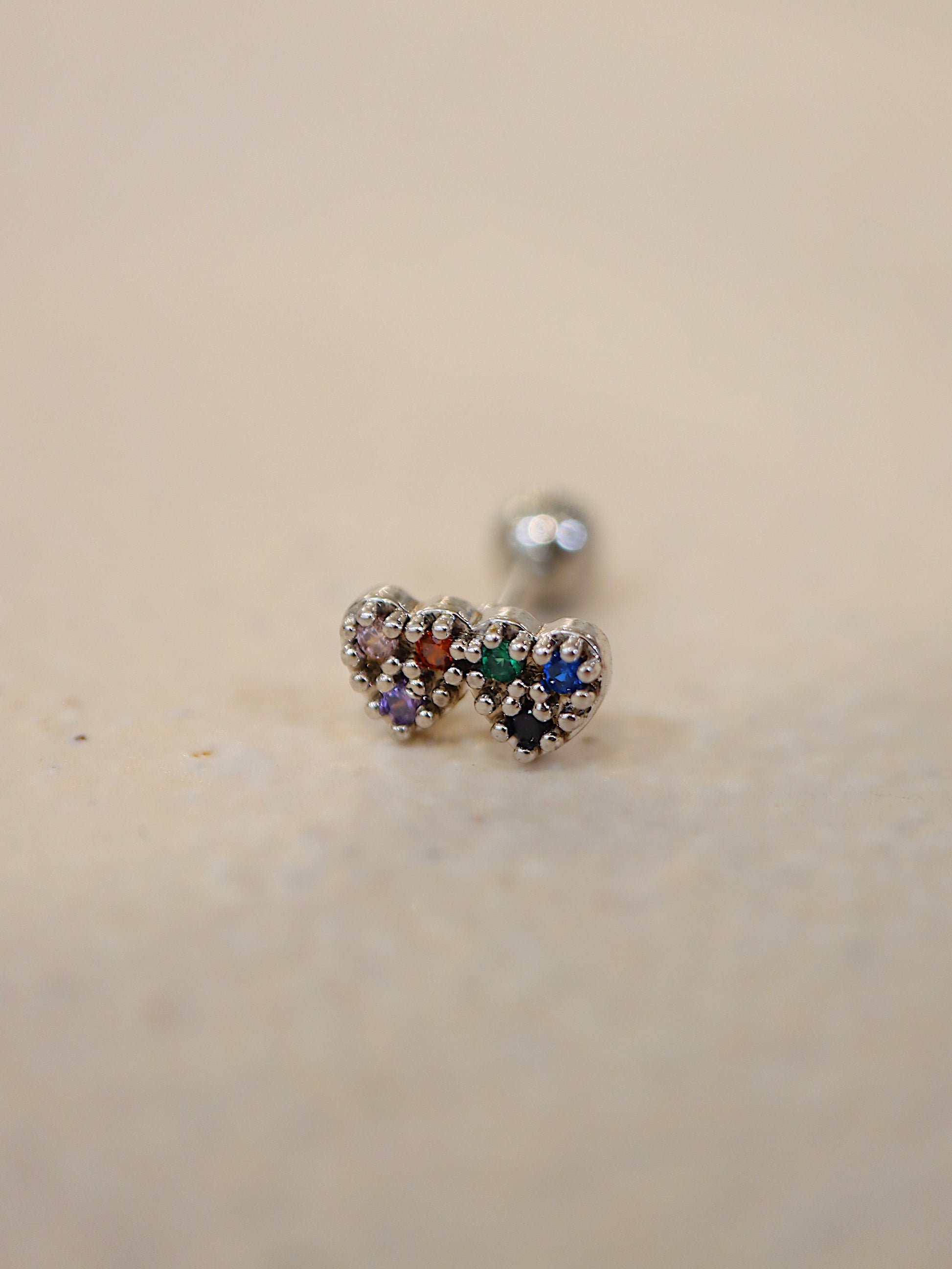 Double heart surgical steel piercing