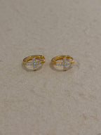 Pavé Cross Hinged Hoop Earrings