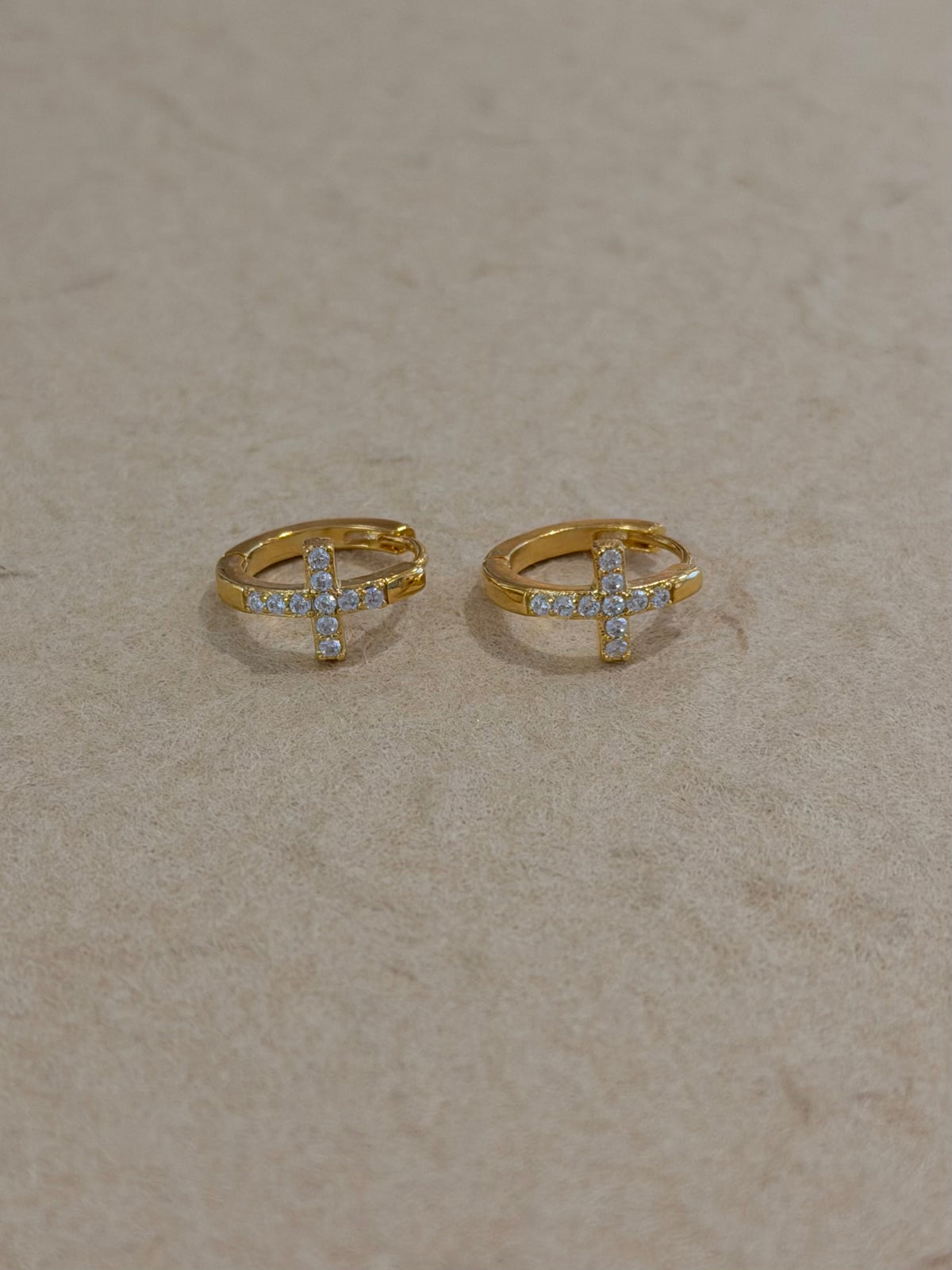 Pavé Cross Hinged Hoop Earrings