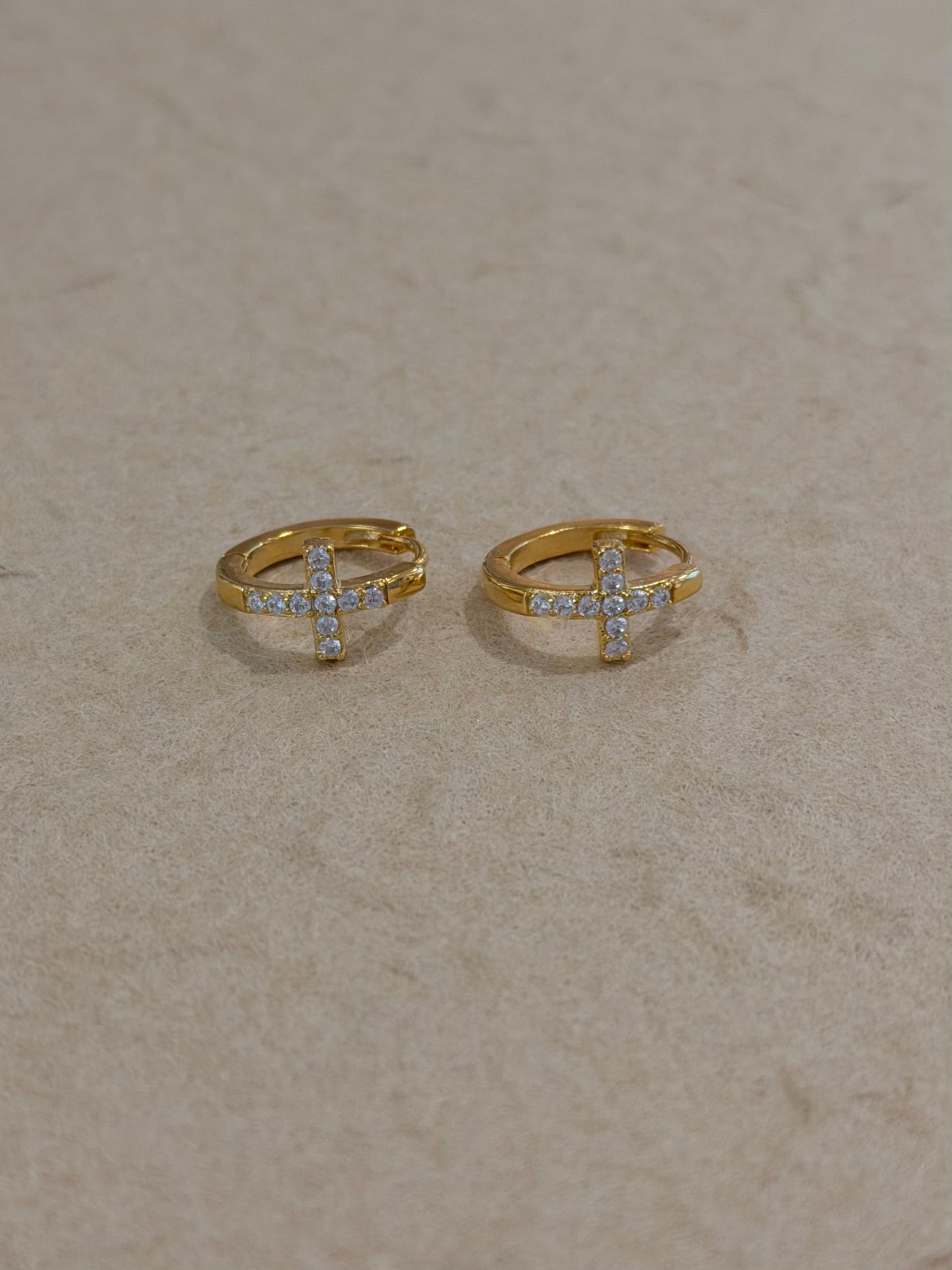 Pavé Cross Hinged Hoop Earrings