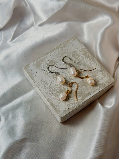 Raw pearl wire earrings