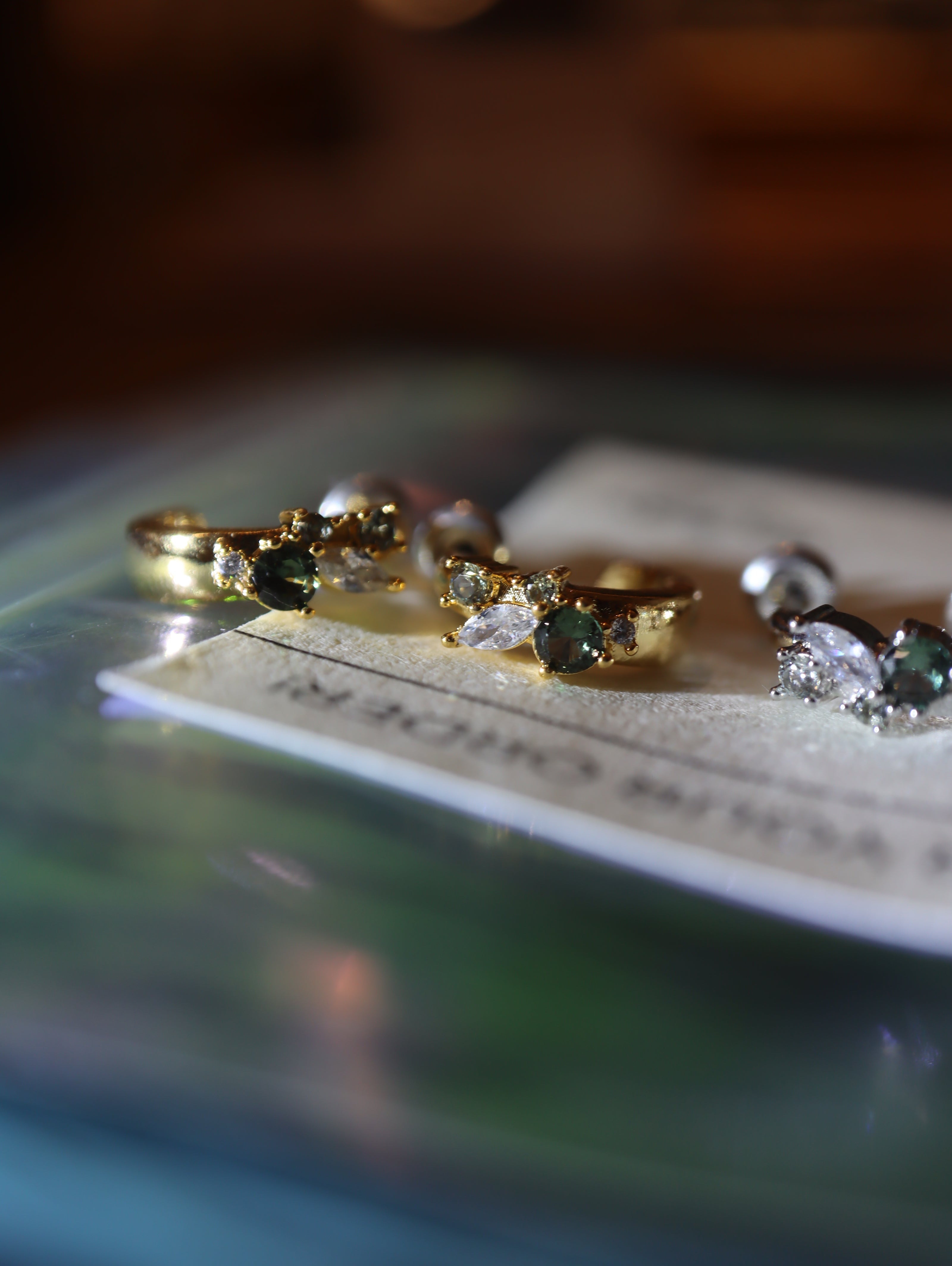 Cz hoop brass earrings