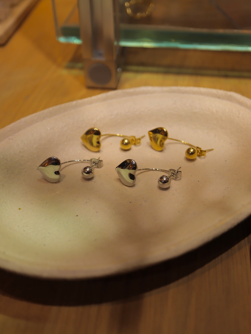 Drop heart stainless steel earrings