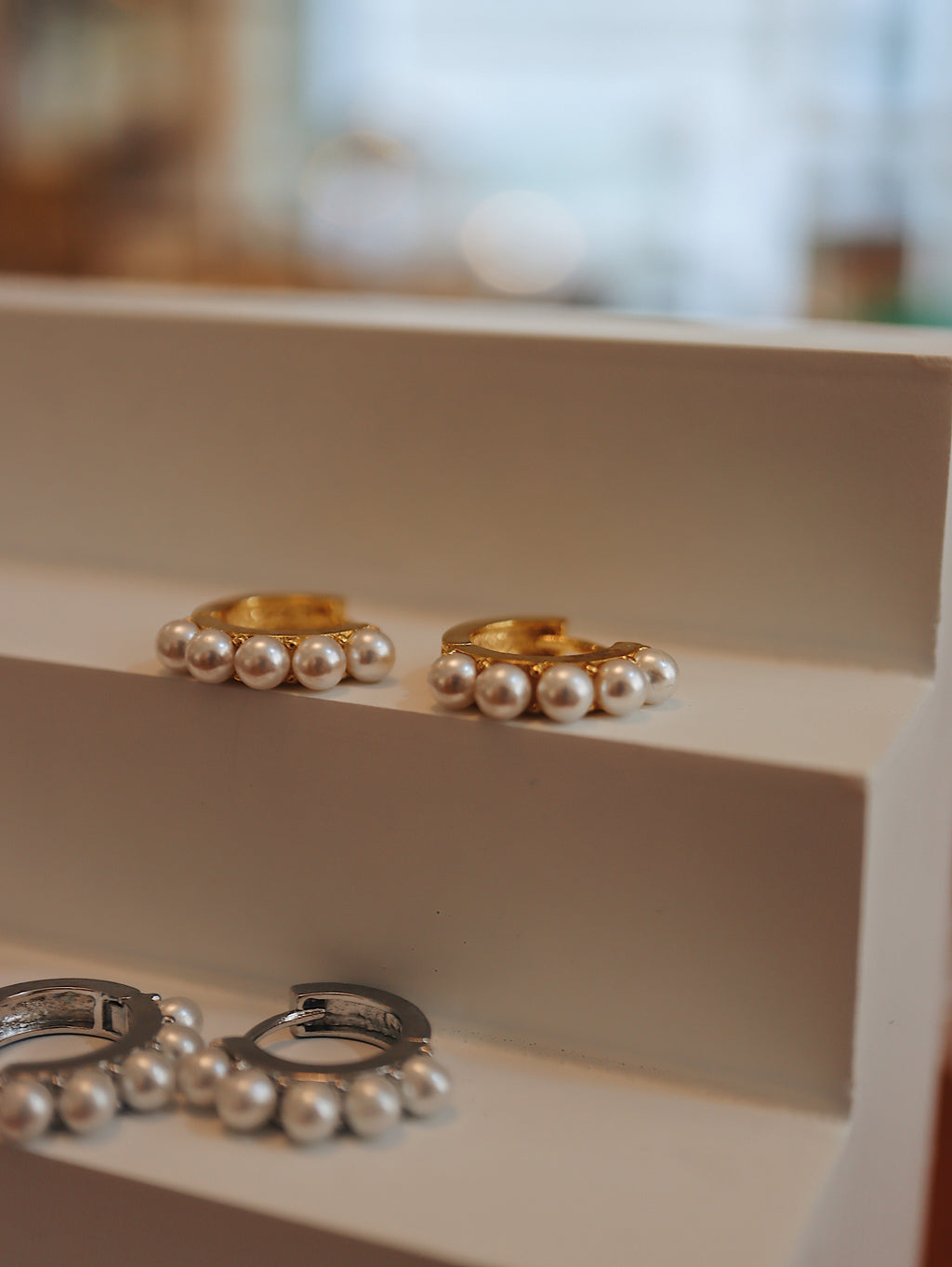 Pearl stud hoop earrings