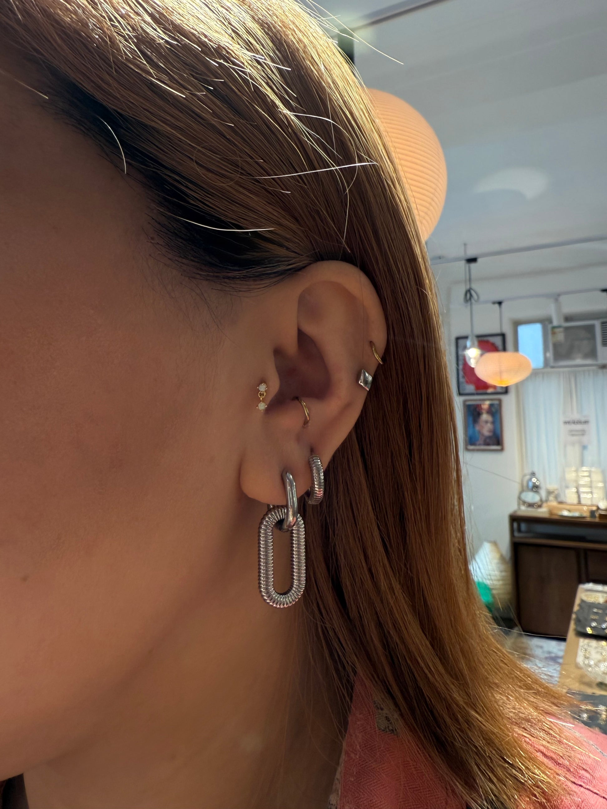Interlock stainless steel earrings