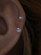 Heart cz 925 silver piercing stud  (1pc)