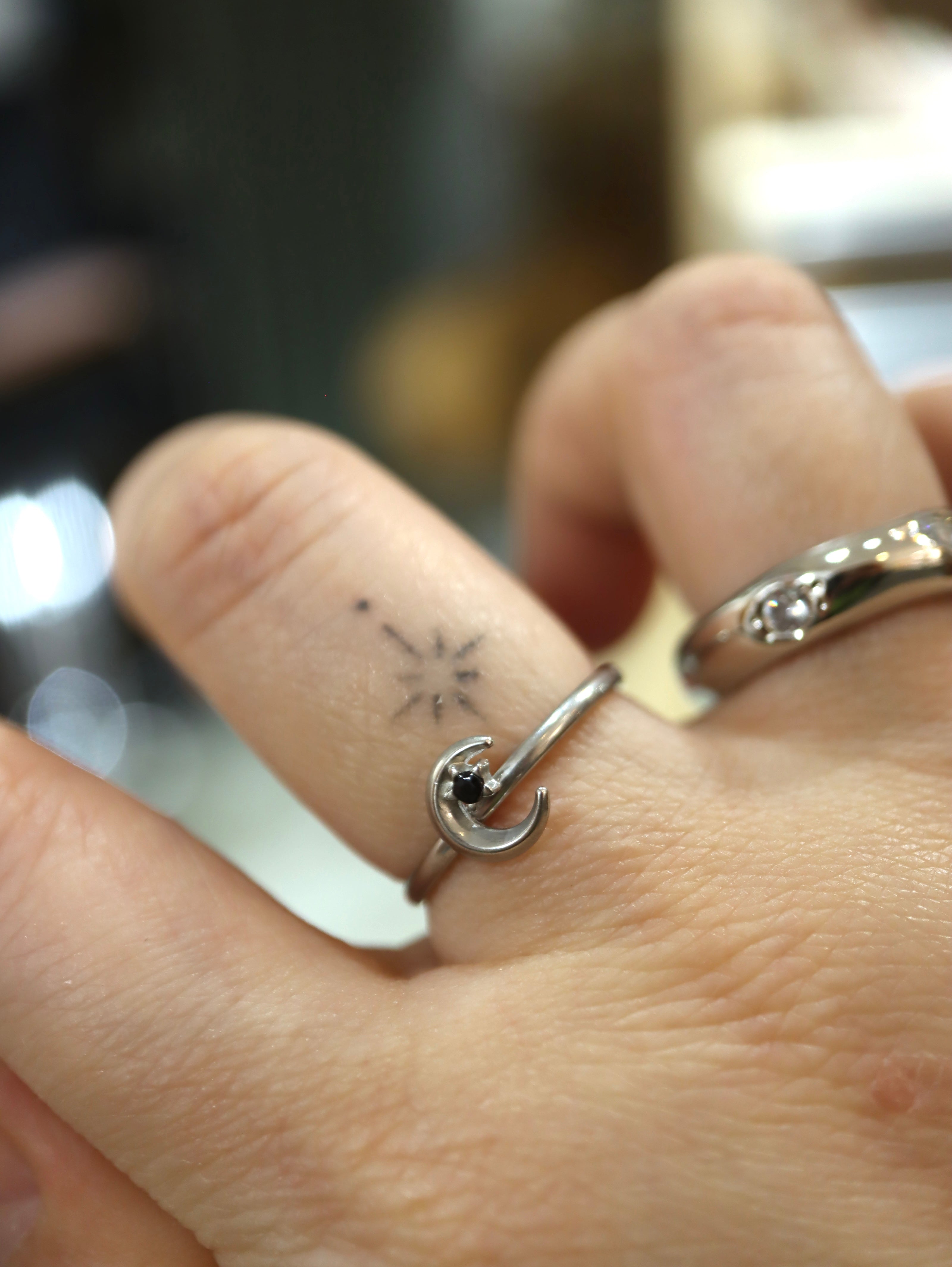 Mini crescent stainless steel ring