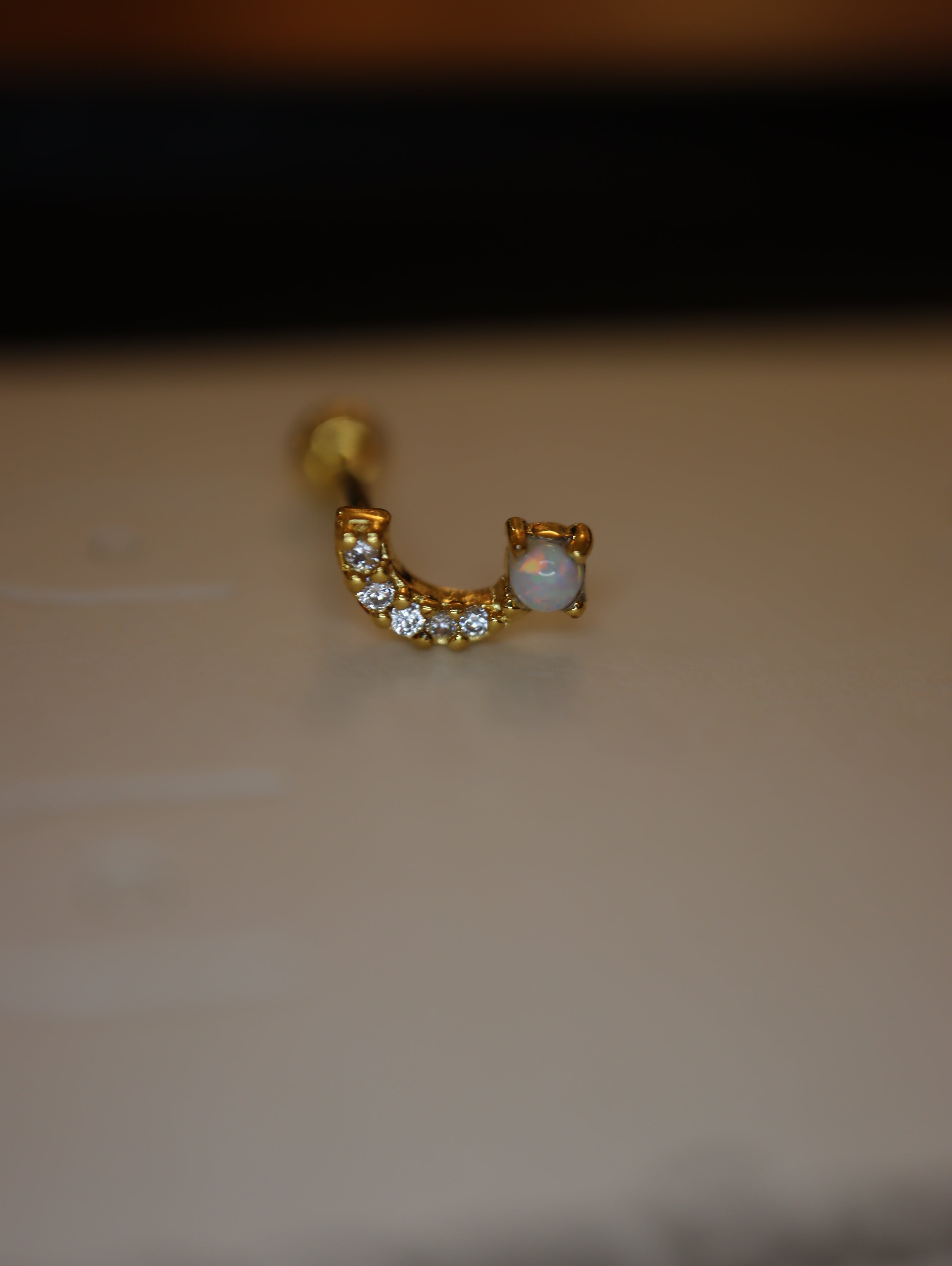 Bar Opal s925 piercing stud