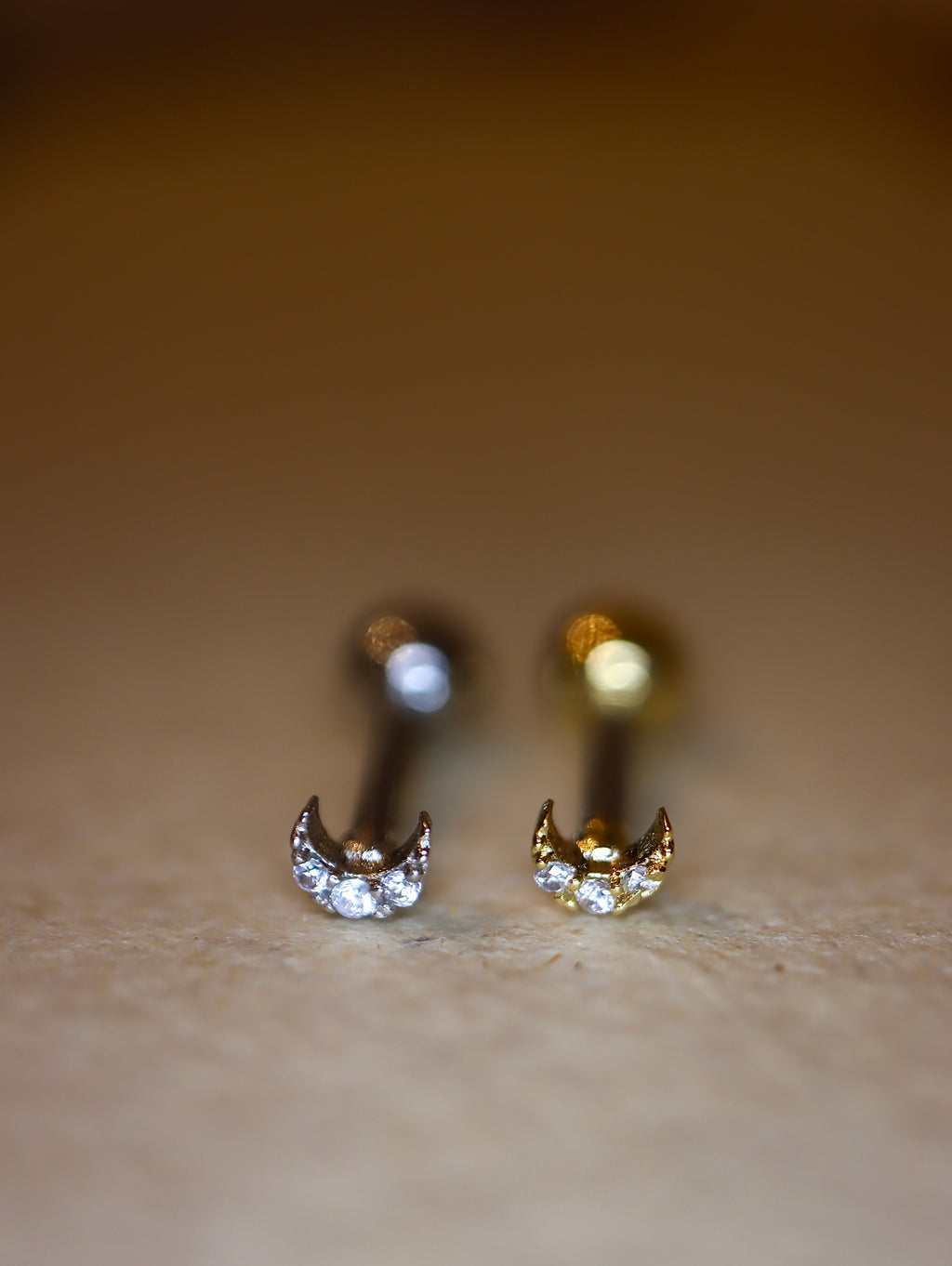 Mini crescent 🌙 surgical steel stud piercing earring