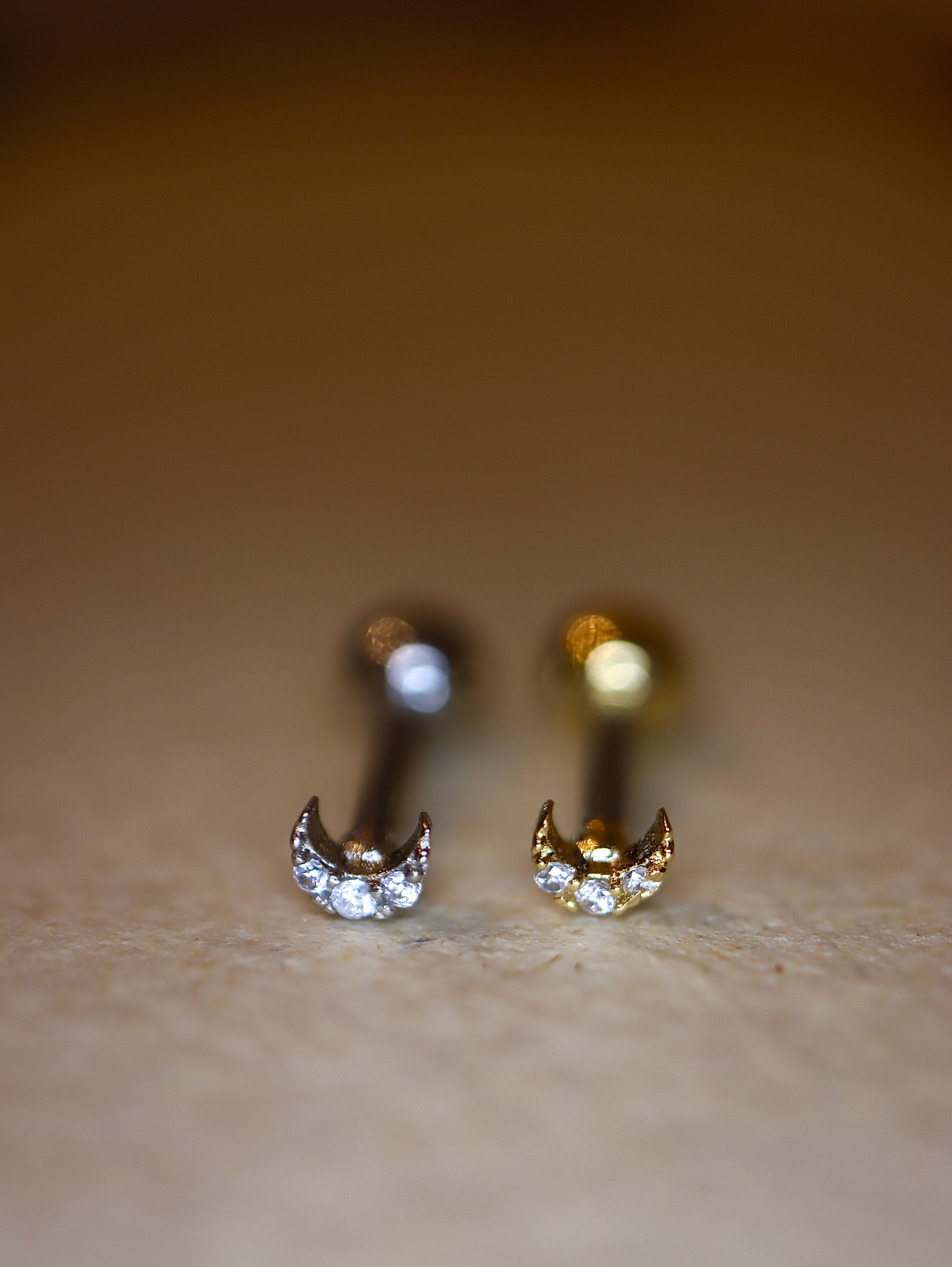 Mini crescent 🌙 surgical steel stud piercing earring