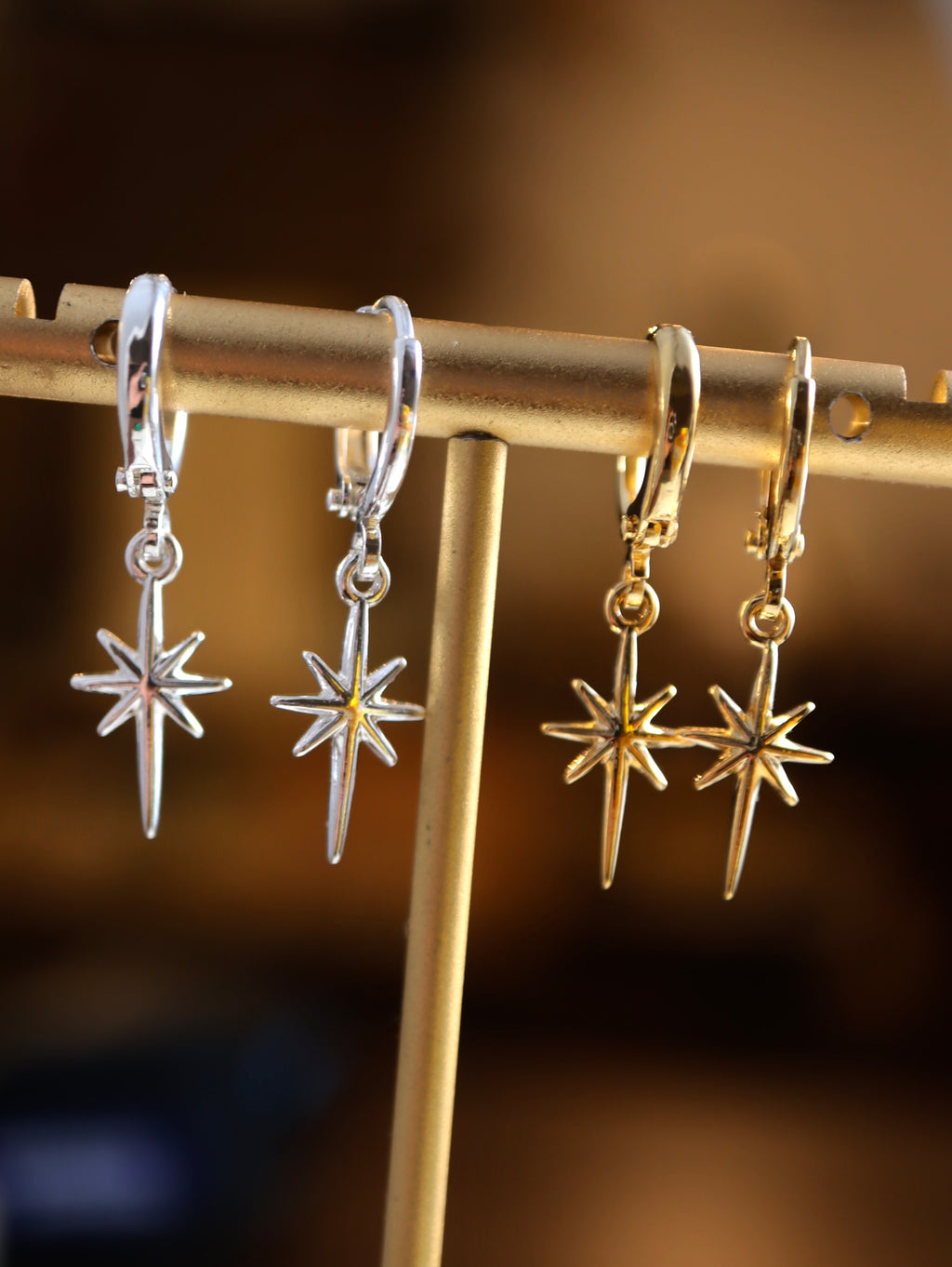 Hoop drop star earrings
