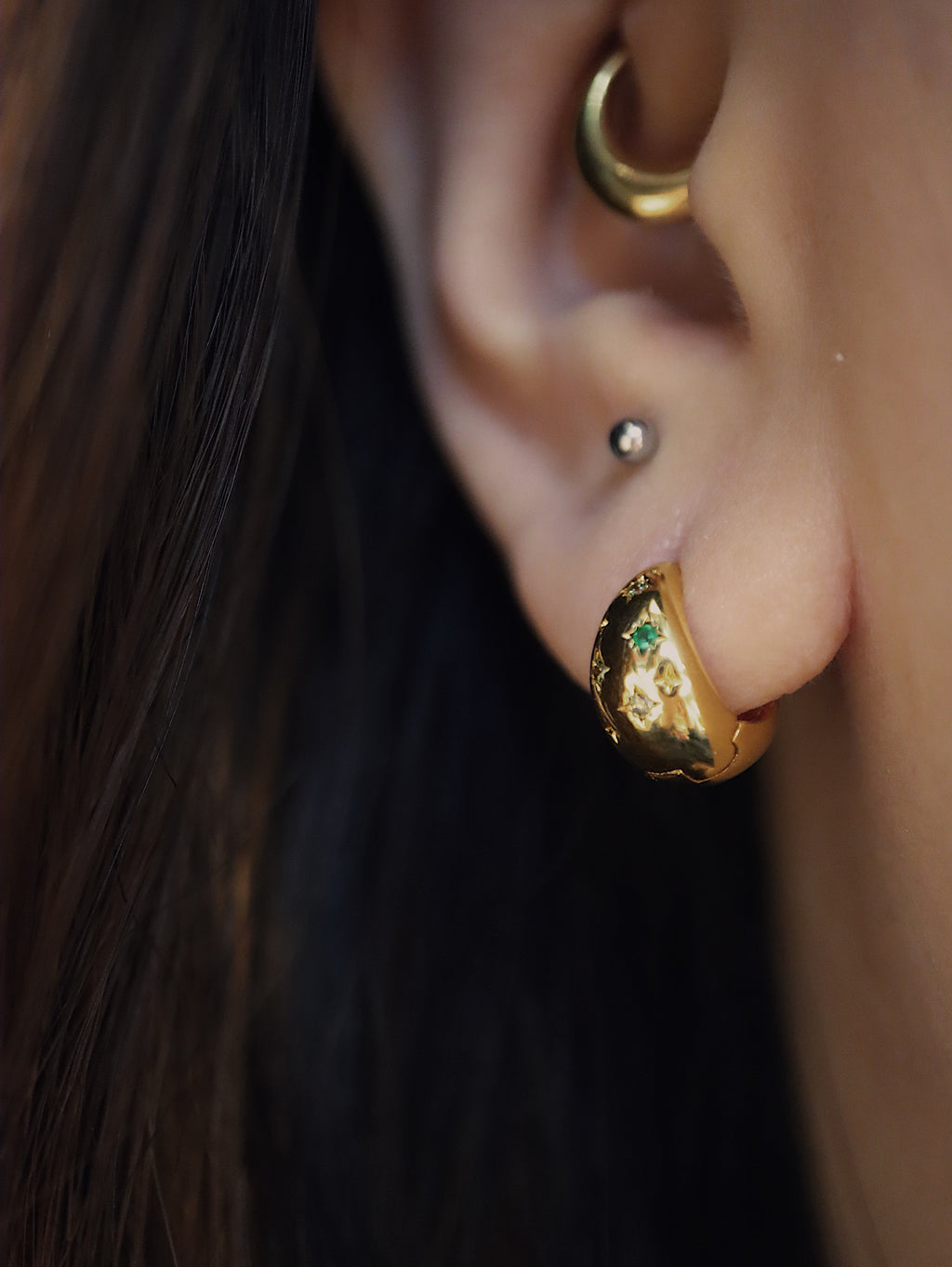 Surgical steel cz oval hoop earrings