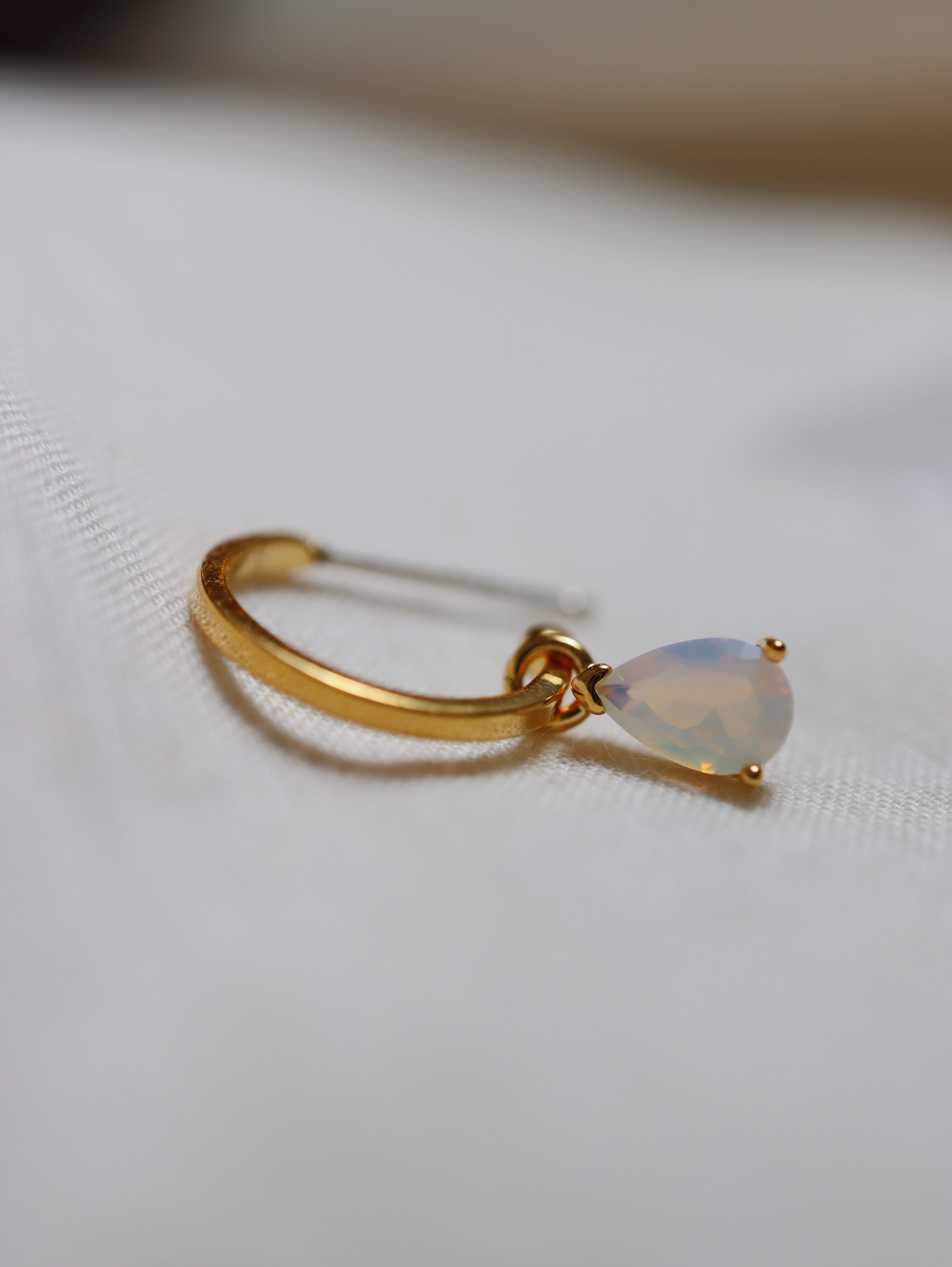Drop teardrop cz / Opal earrings
