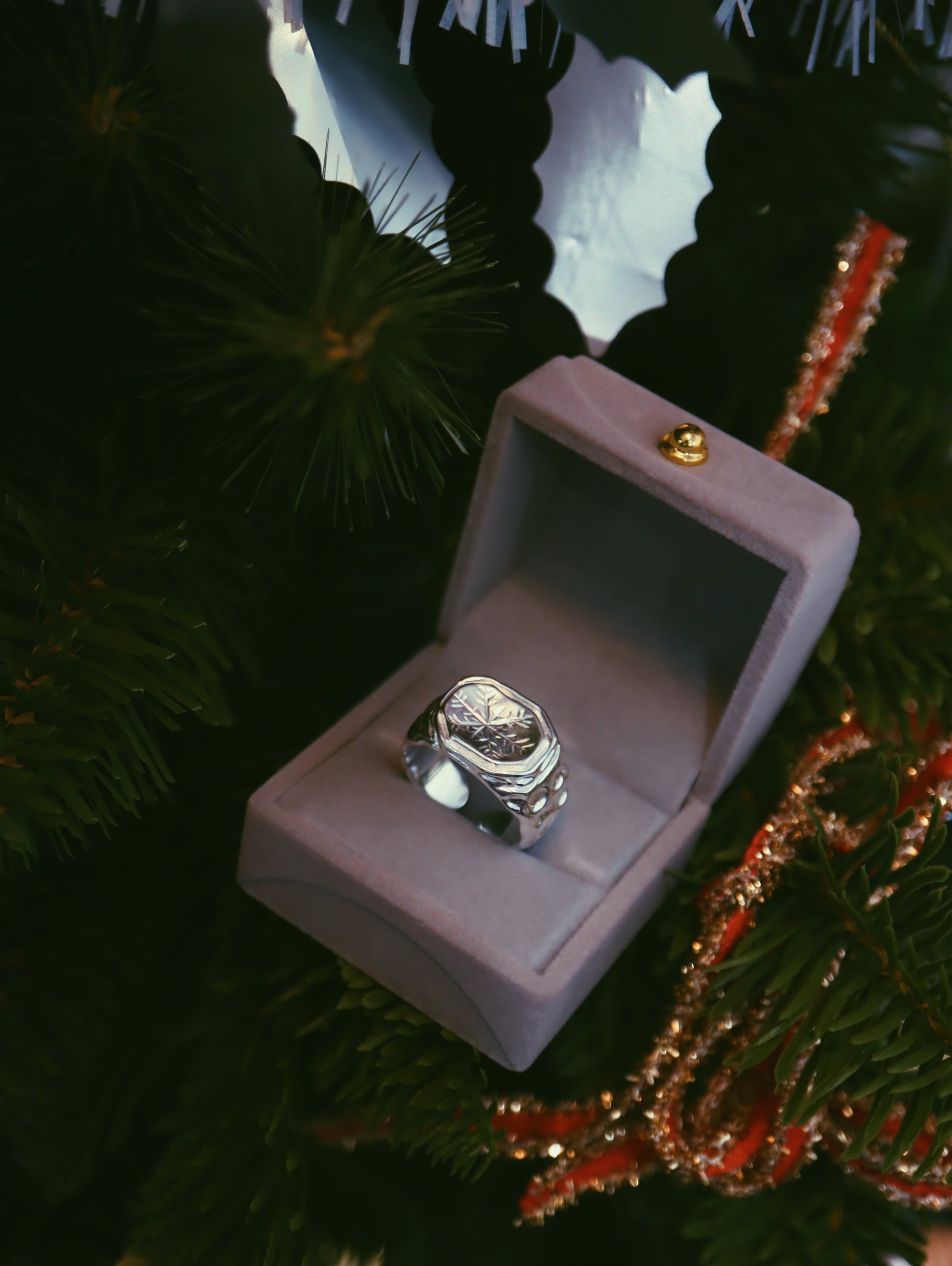 Snowflake 925 silver open size ring